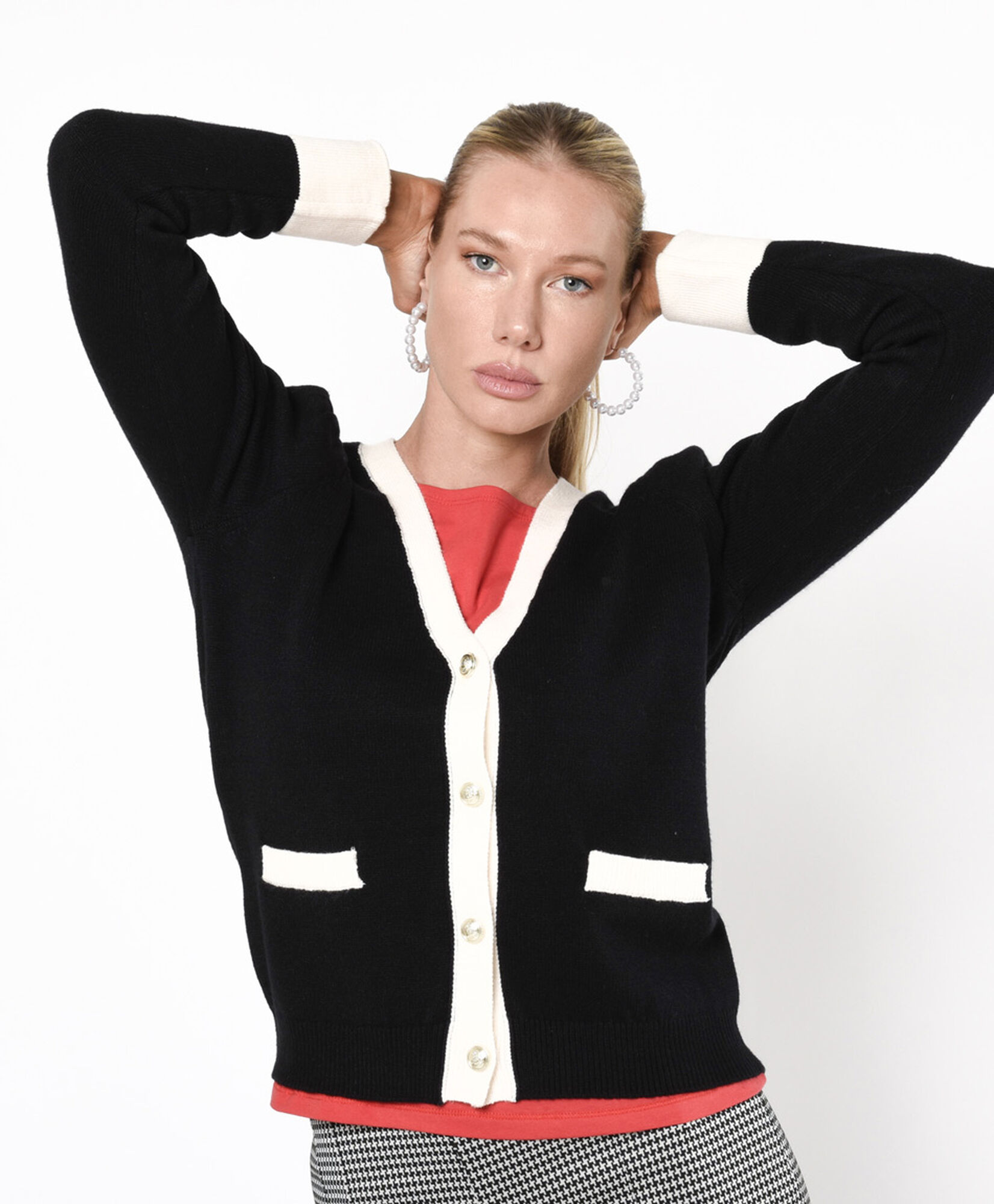 Cardigan mujer corto bicolor Cardigan mujer corto bicolor