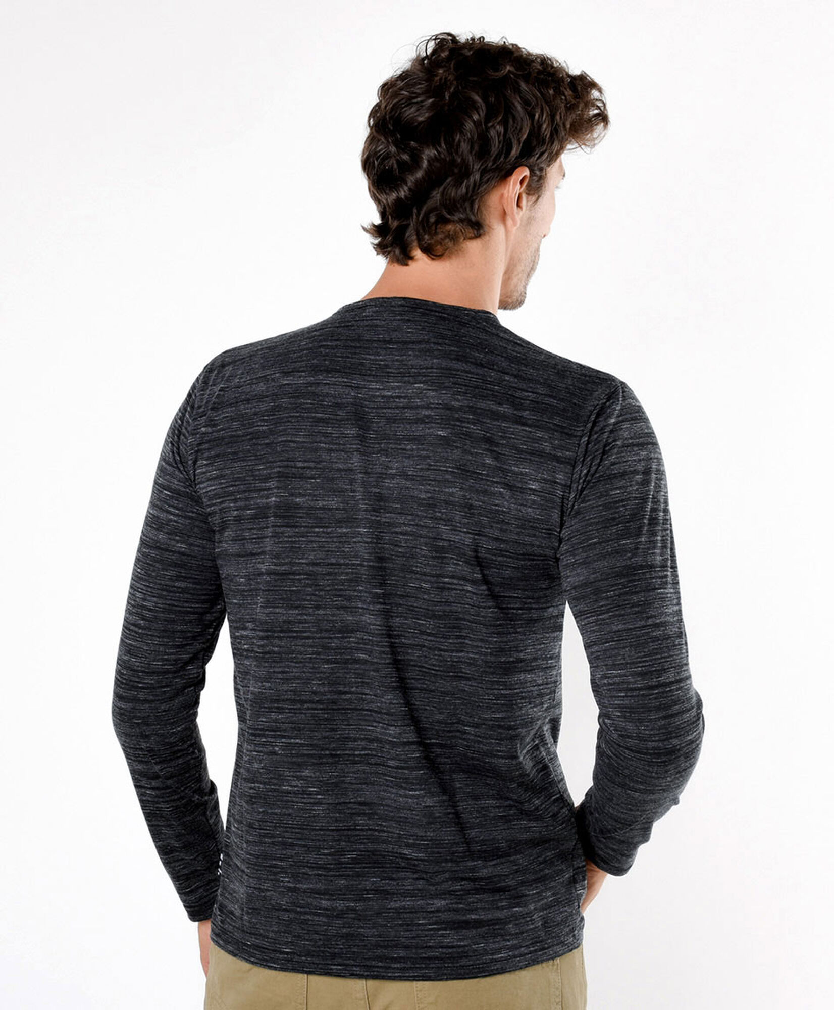 Polera hombre jaspeada botones Polera hombre jaspeada botones