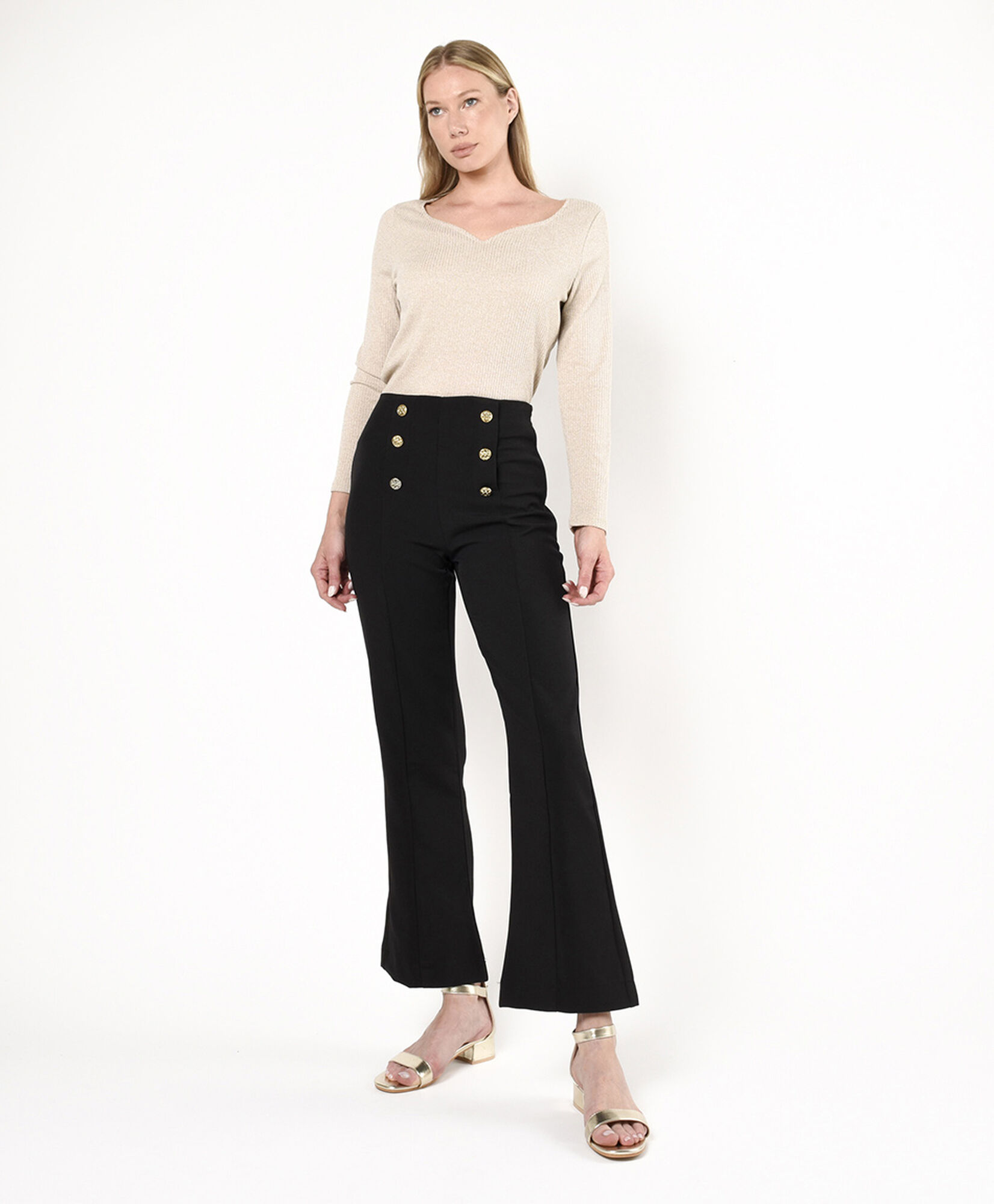 Pantalón mujer botones flare Pantalón mujer botones flare