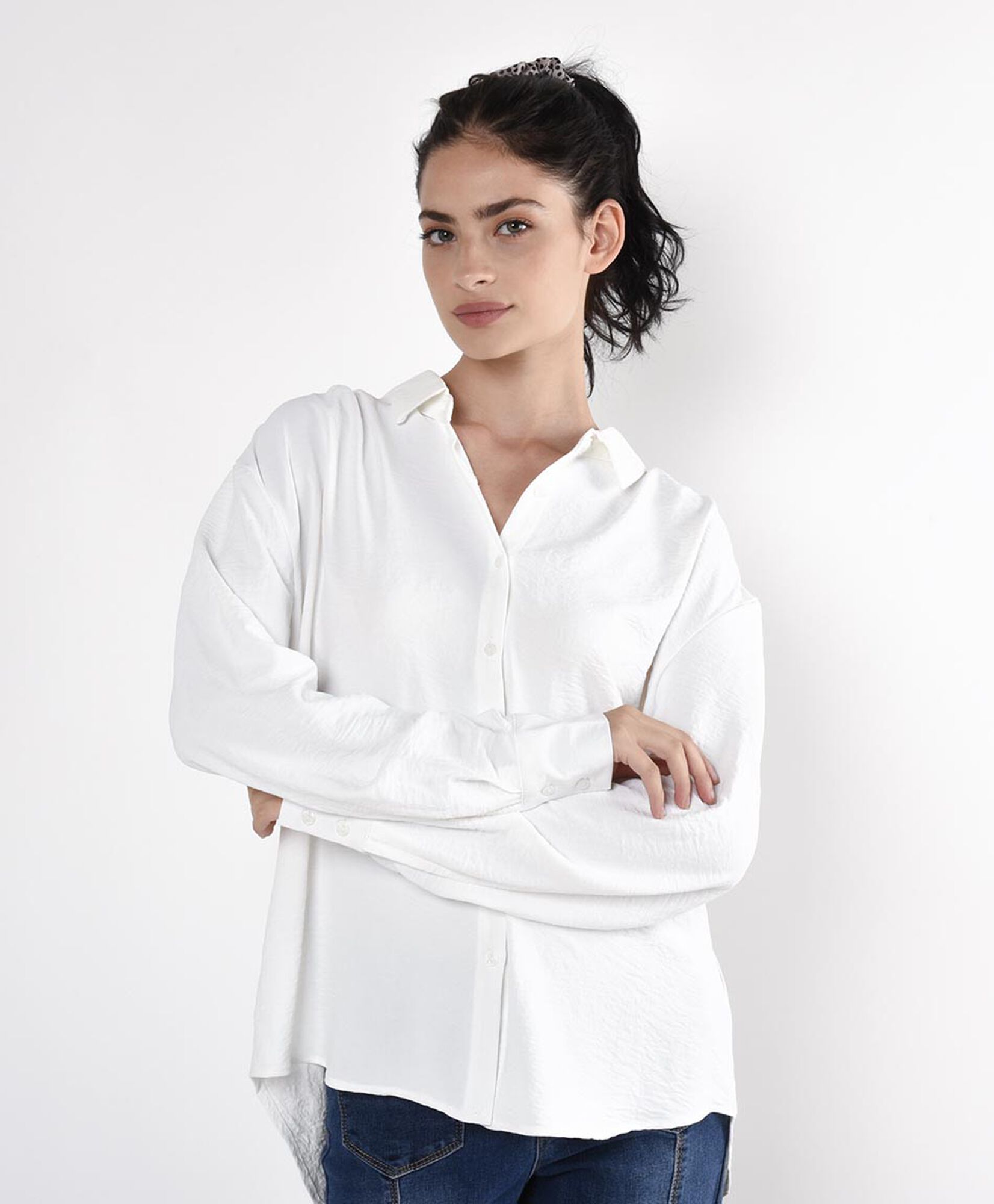 Blusa mujer lisa blanca irregular Blusa mujer lisa blanca irregular