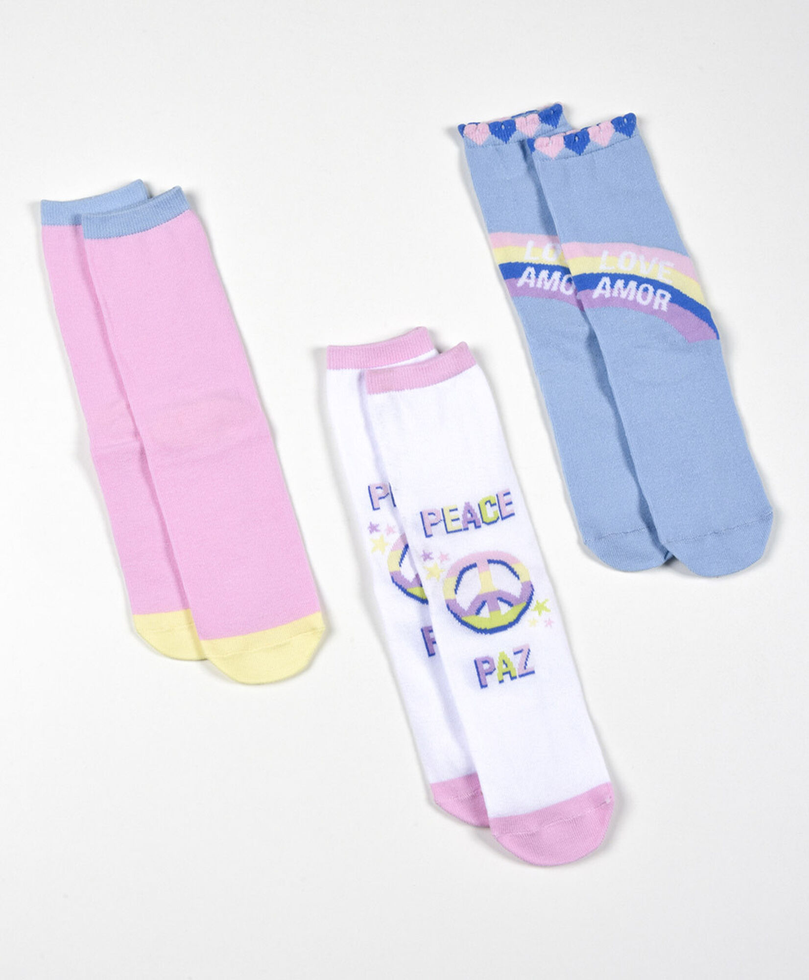 Pack 3 calcetines niña chinita y flores Pack 3 calcetines niña chinita y flores