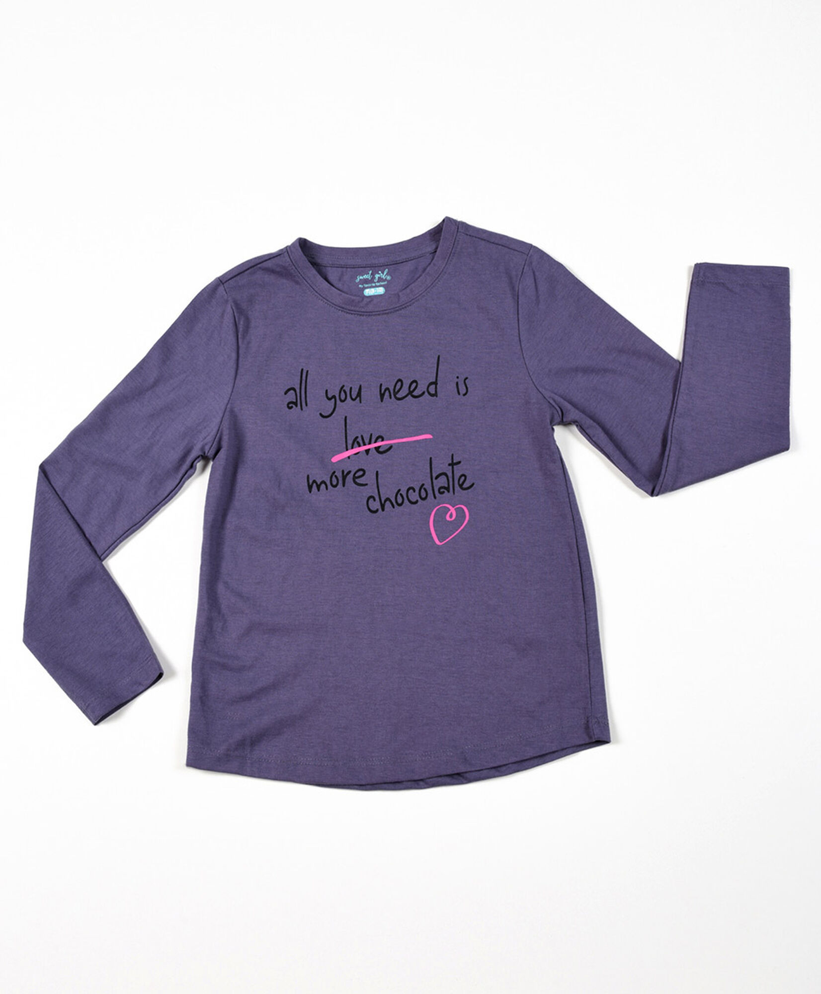 Polera niña estampado texto manga larga Polera niña estampado texto manga larga