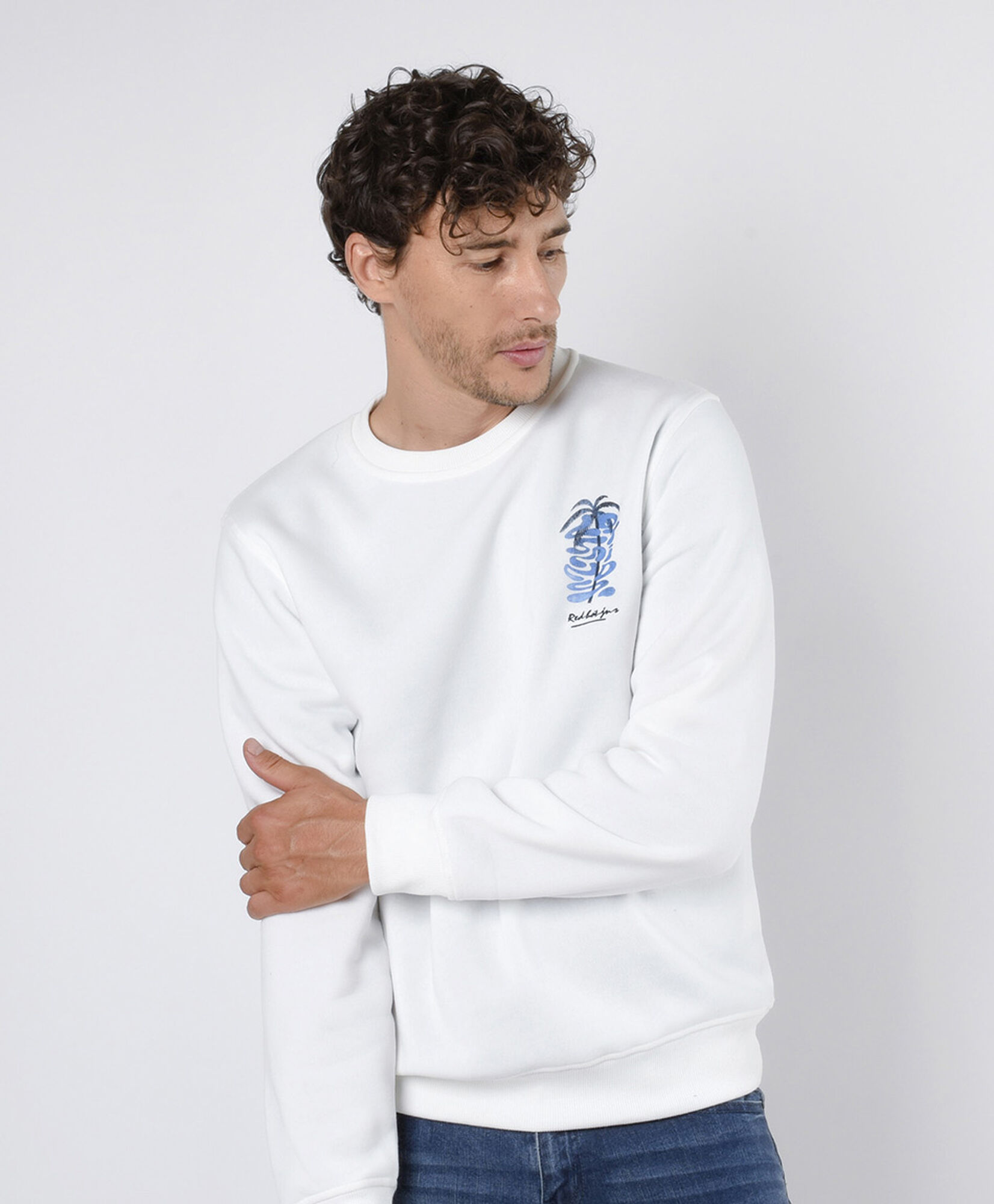 Polerón hombre doble estampado palmera Polerón hombre doble estampado palmera