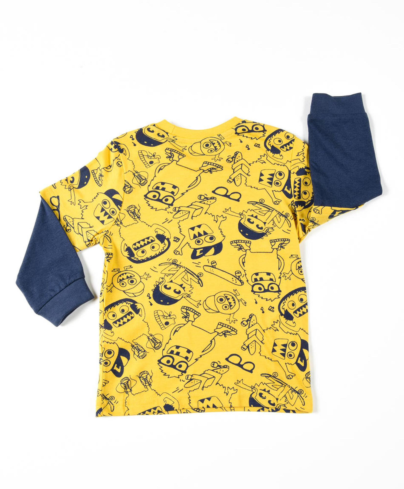 Polera bebé estampado monstruo bicolor manga larga Polera bebé estampado monstruo bicolor manga larga