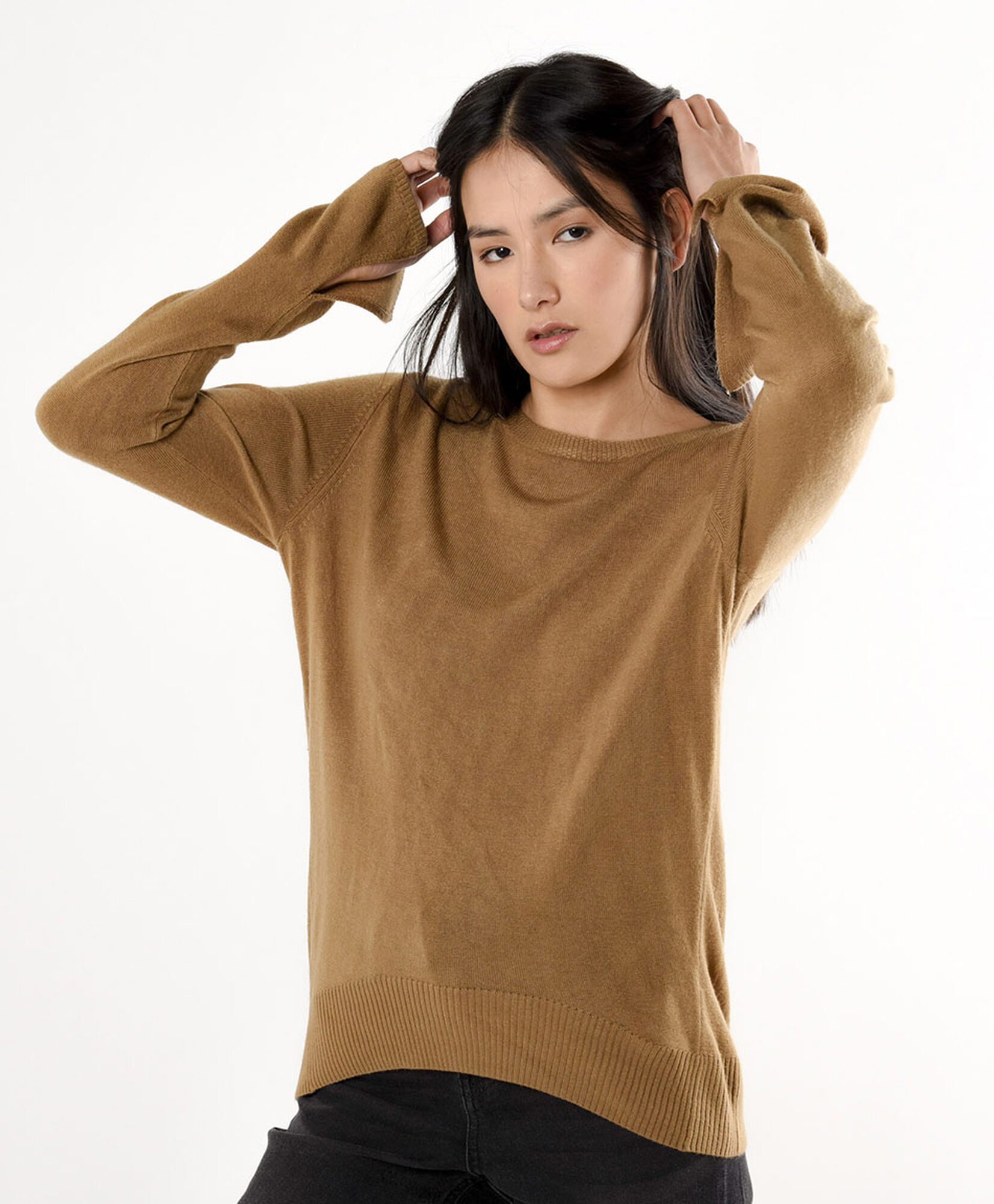 Sweater mujer manga abierta café Sweater mujer manga abierta café