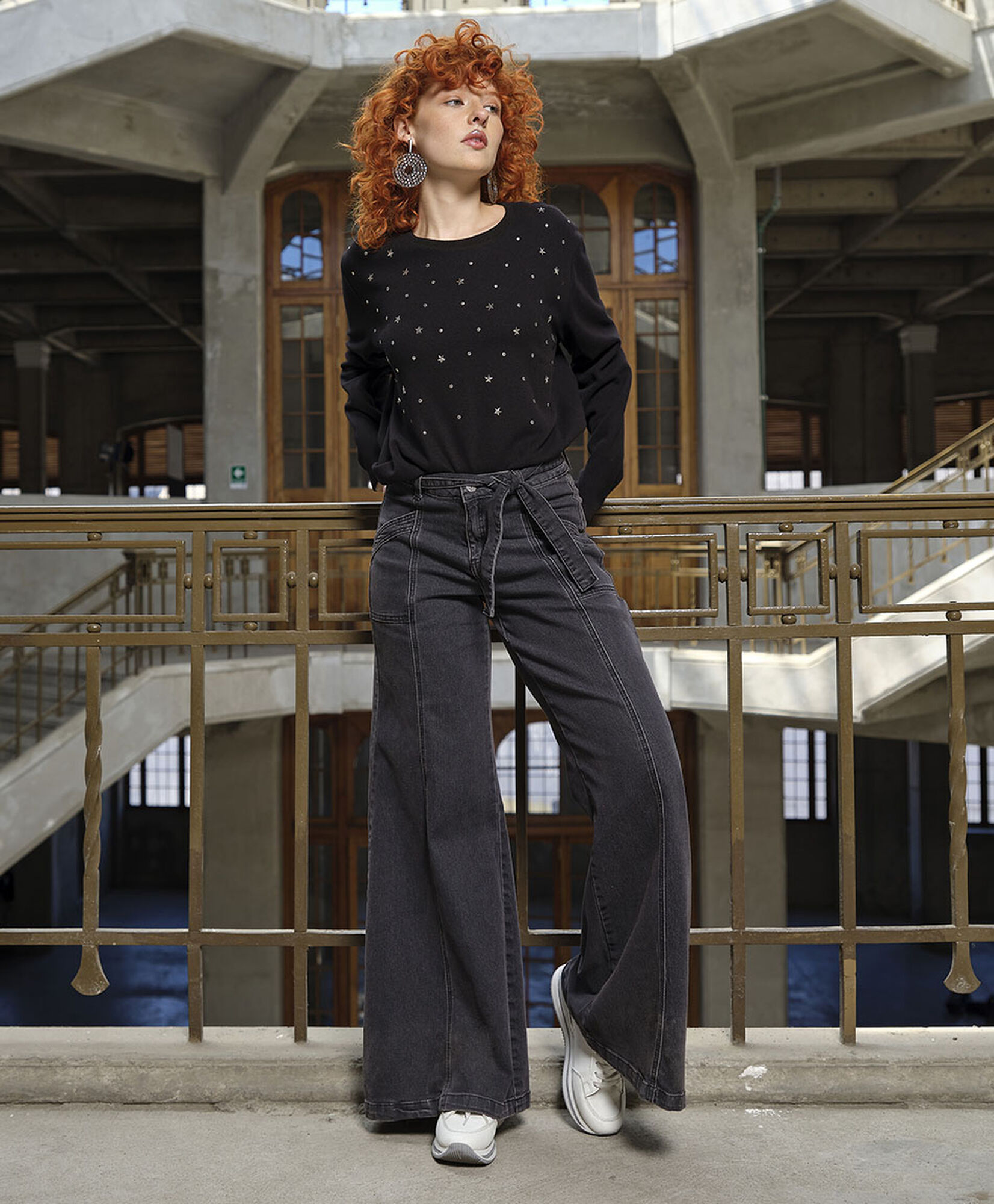 Jeans mujer costuras verticales wide Jeans mujer costuras verticales wide