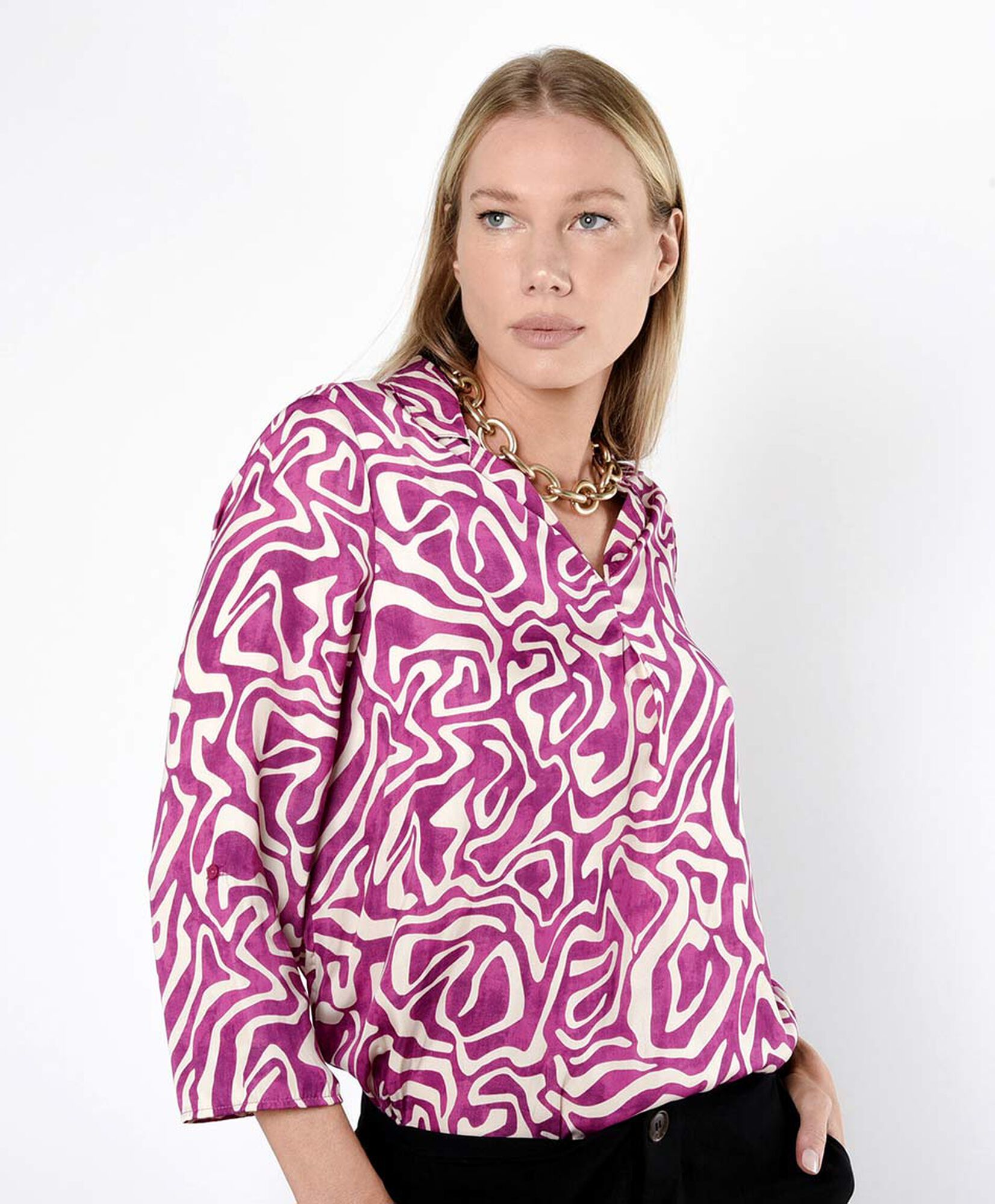 Blusa mujer print satinada Blusa mujer print satinada