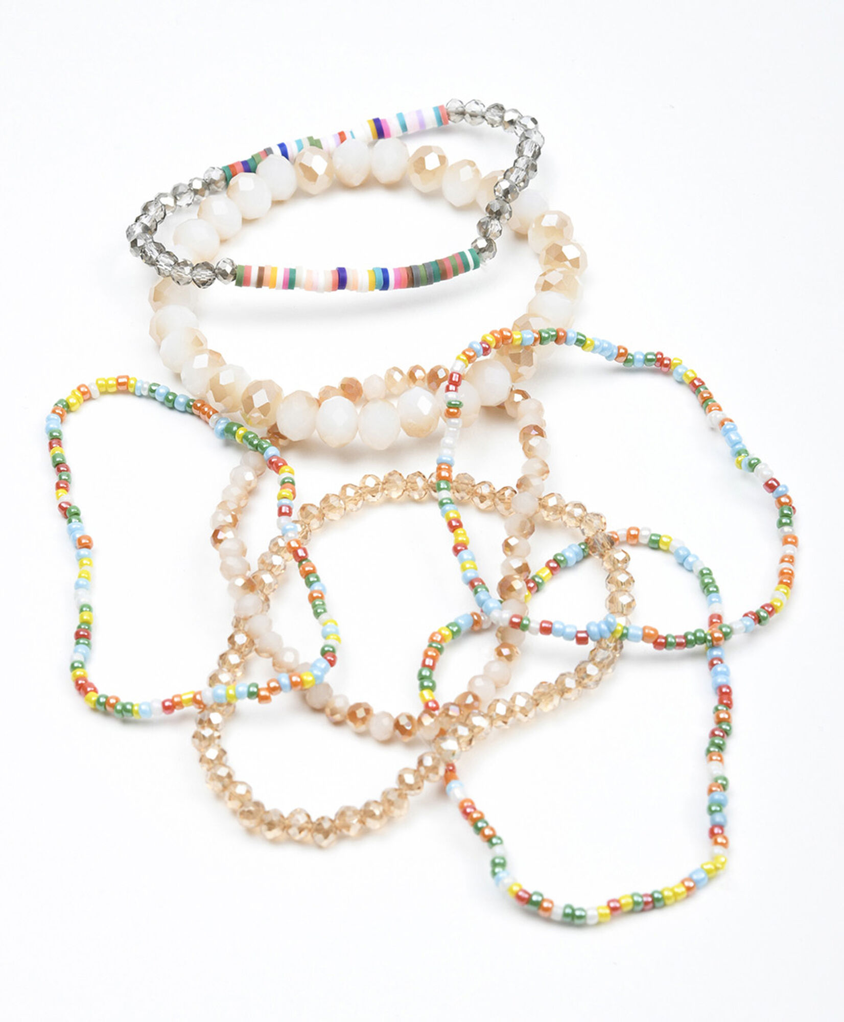 Set 7 pulseras mujer piedras y mostacillas Set 7 pulseras mujer piedras y mostacillas