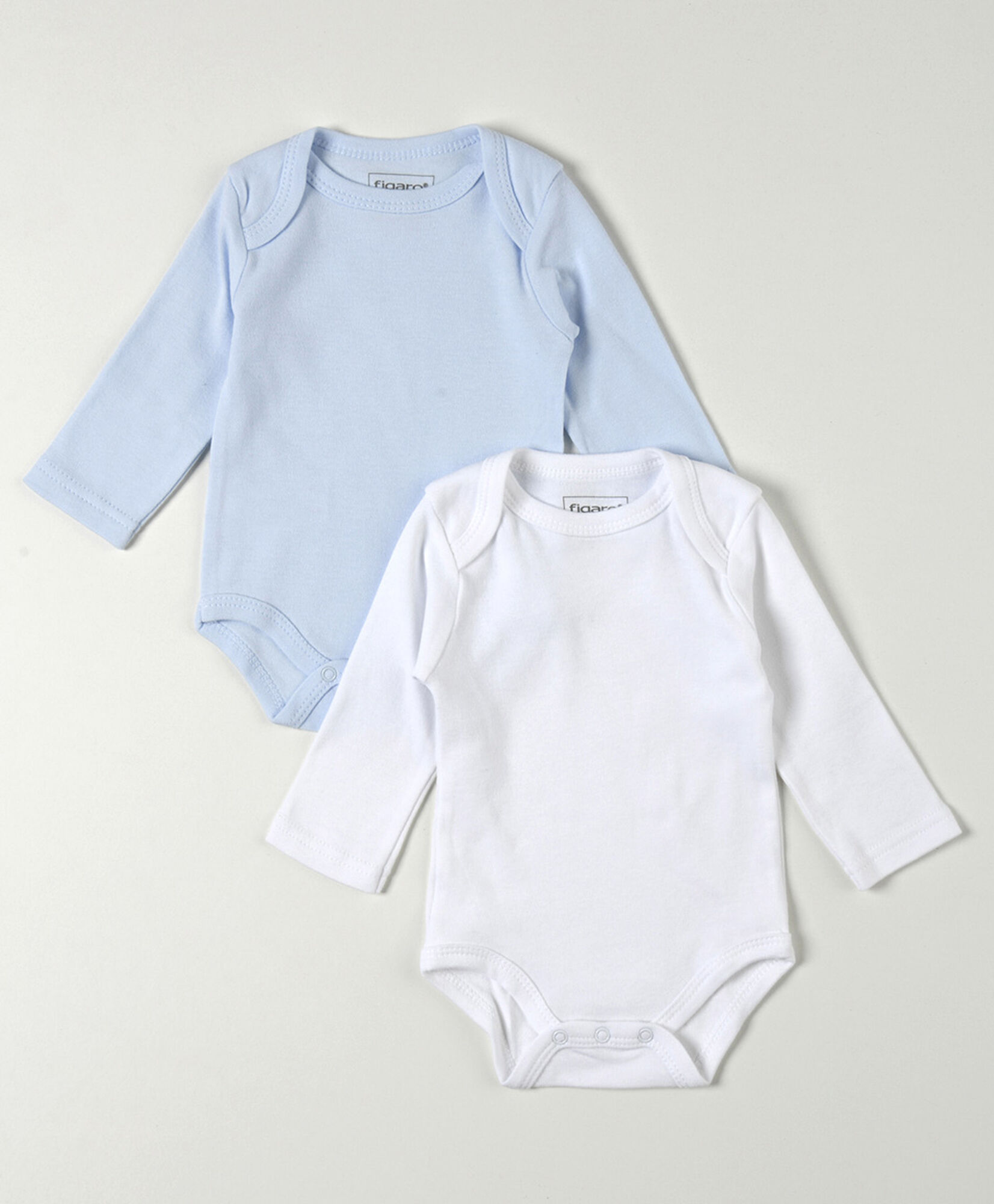 Pack 2 bodies bebé blanco y azul manga larga Pack 2 bodies bebé blanco y azul manga larga
