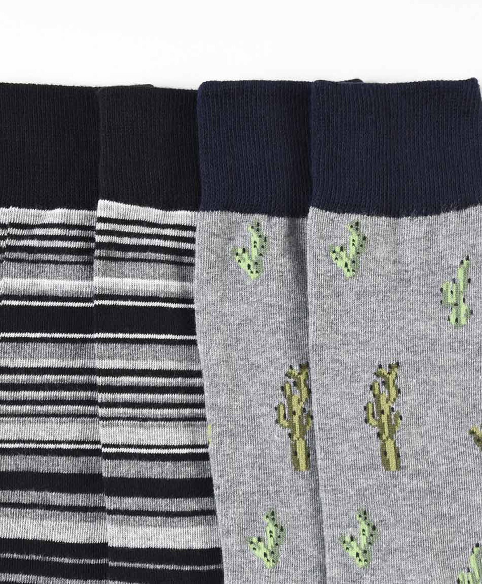Pack 2 calcetines cactus y rayas Pack 2 calcetines cactus y rayas