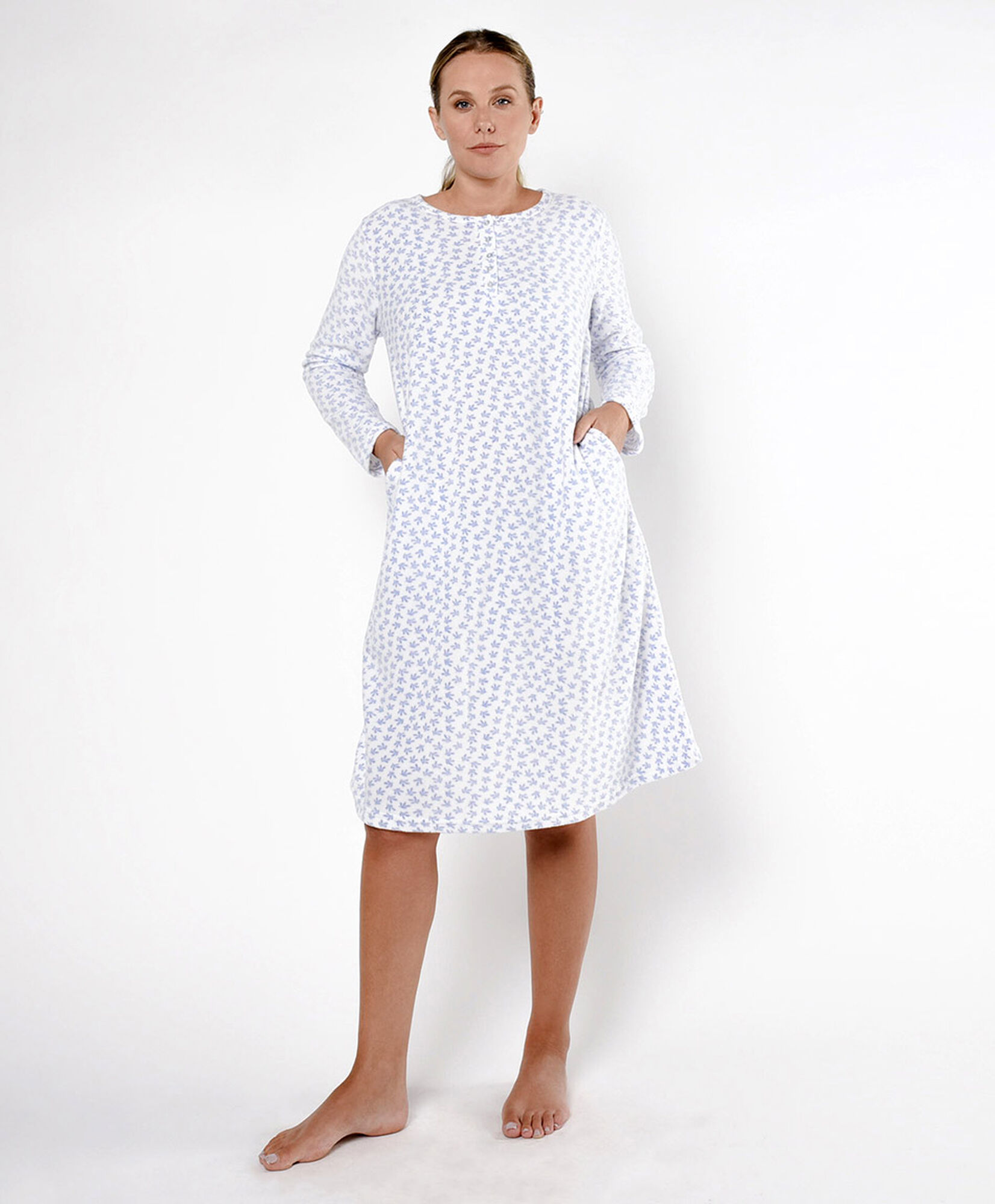 Camisa de dormir mujer polar hojas larga Camisa de dormir mujer polar hojas larga
