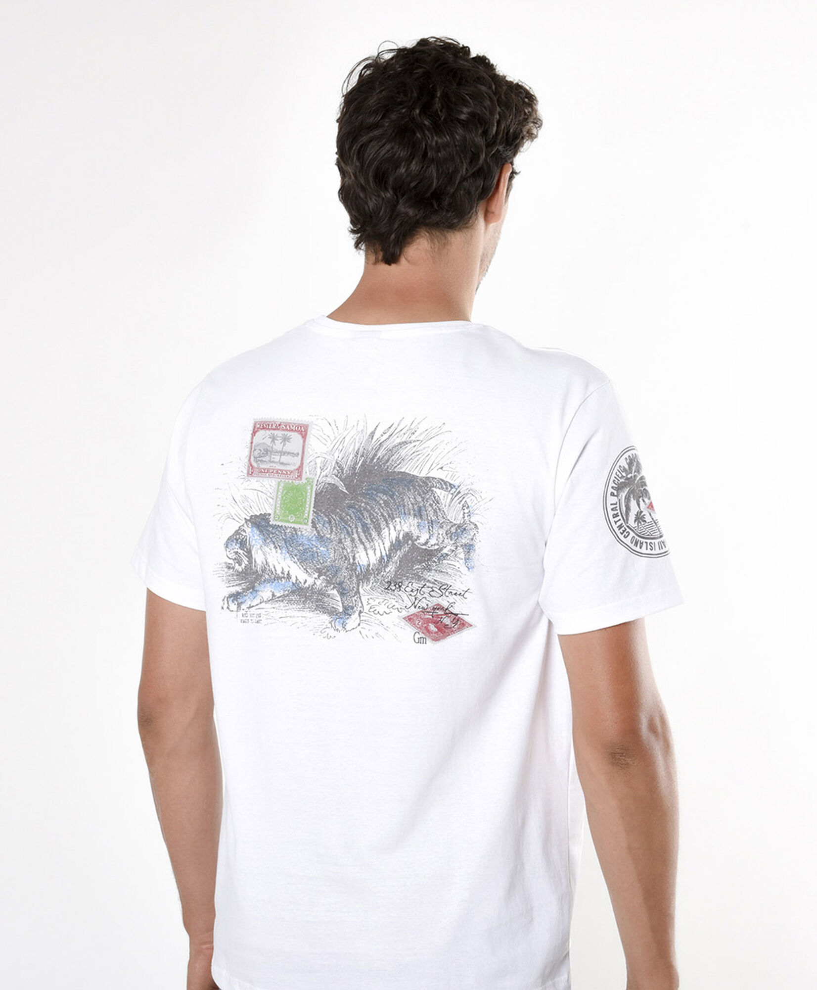 Polera hombre doble estampado ángel y tigre Polera hombre doble estampado ángel y tigre