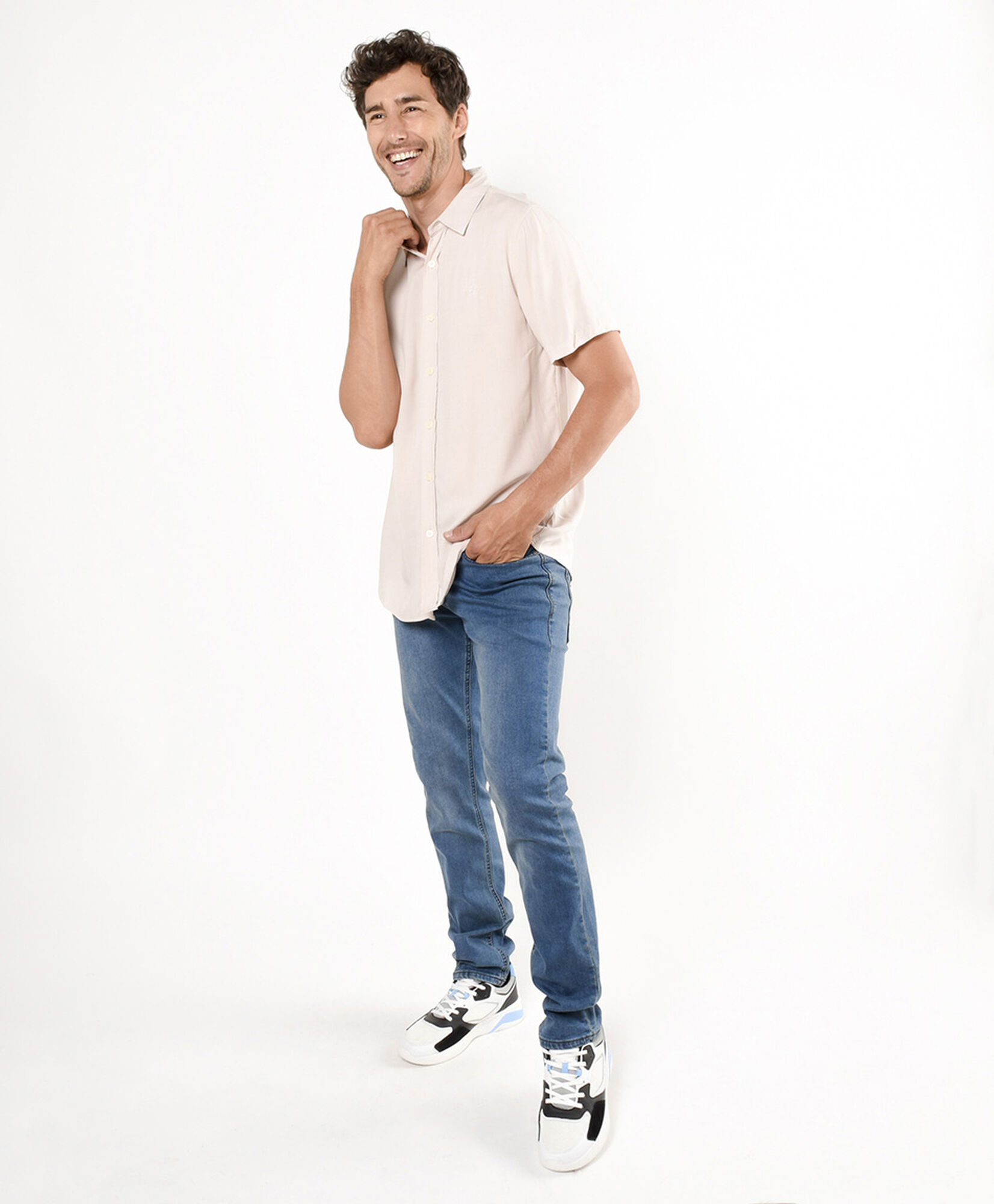 Camisa hombre beige lisa Camisa hombre beige lisa