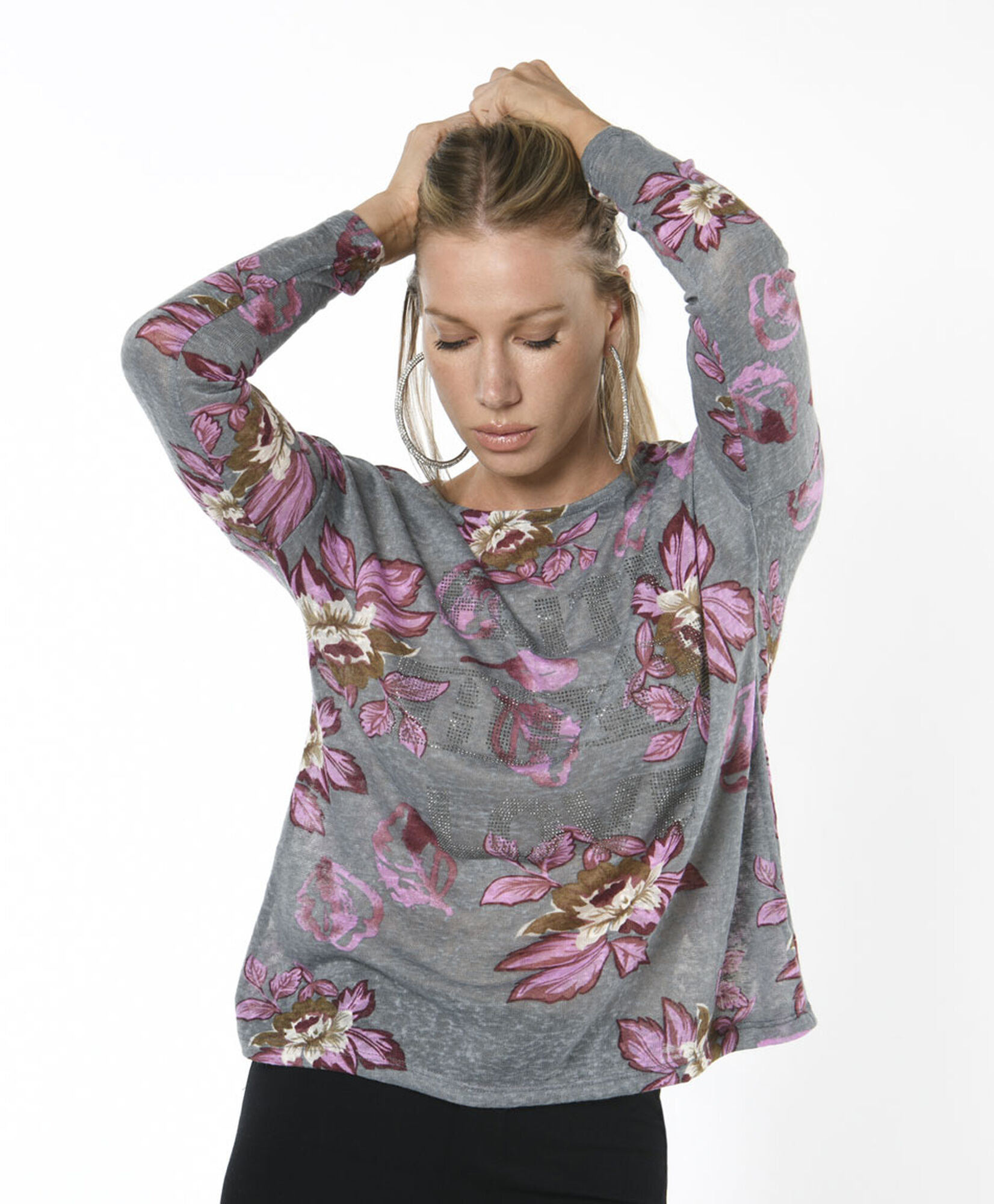 Polera mujer floreada texto Polera mujer floreada texto