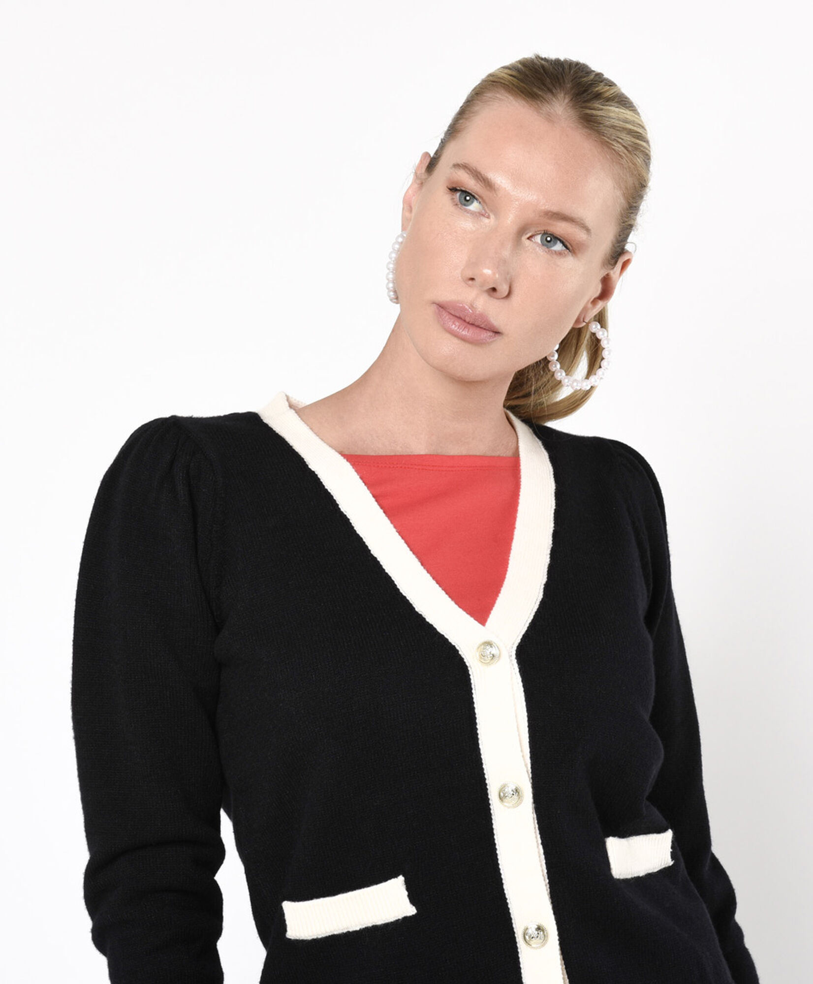 Cardigan mujer corto bicolor Cardigan mujer corto bicolor