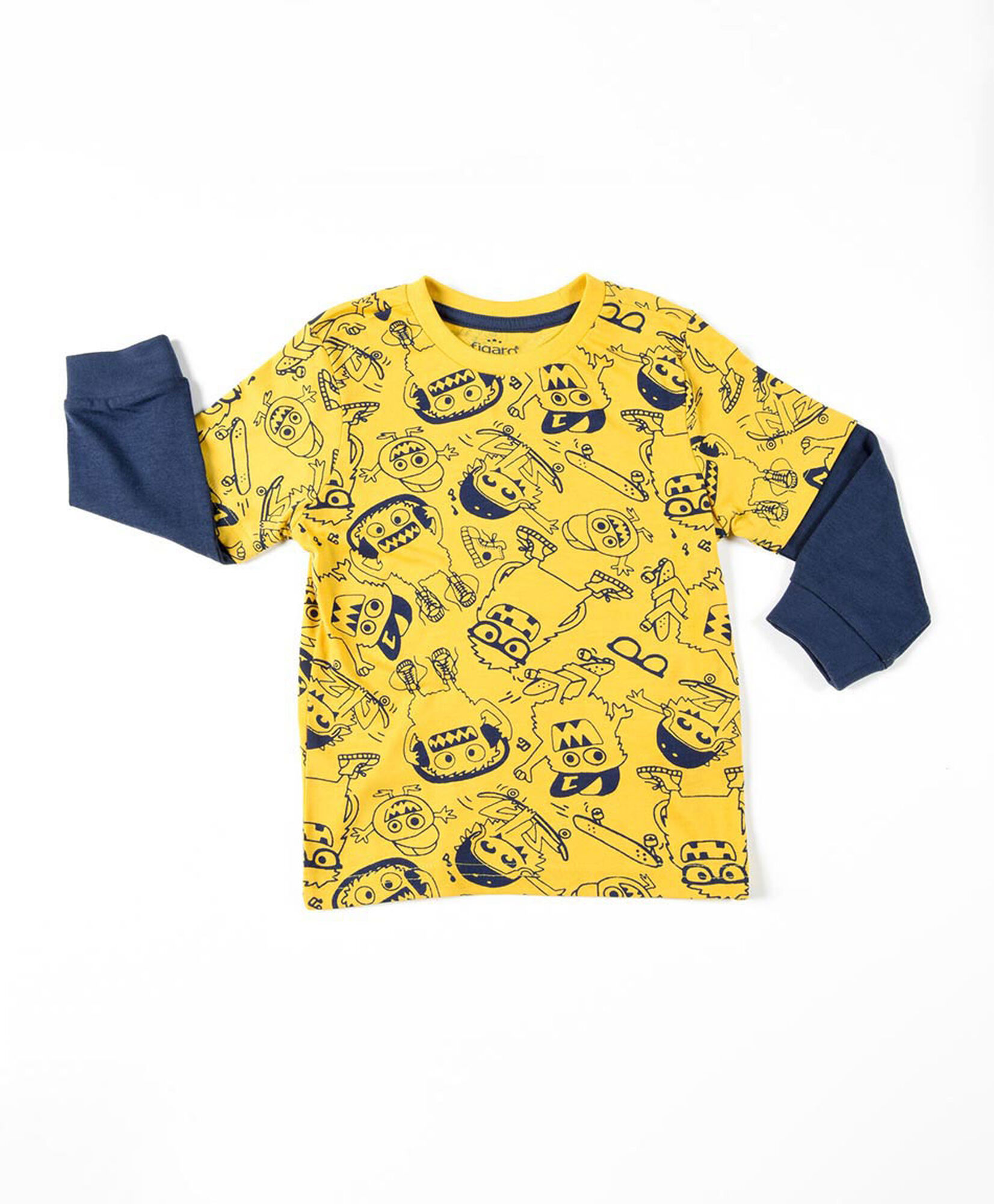 Polera bebé estampado monstruo bicolor manga larga Polera bebé estampado monstruo bicolor manga larga