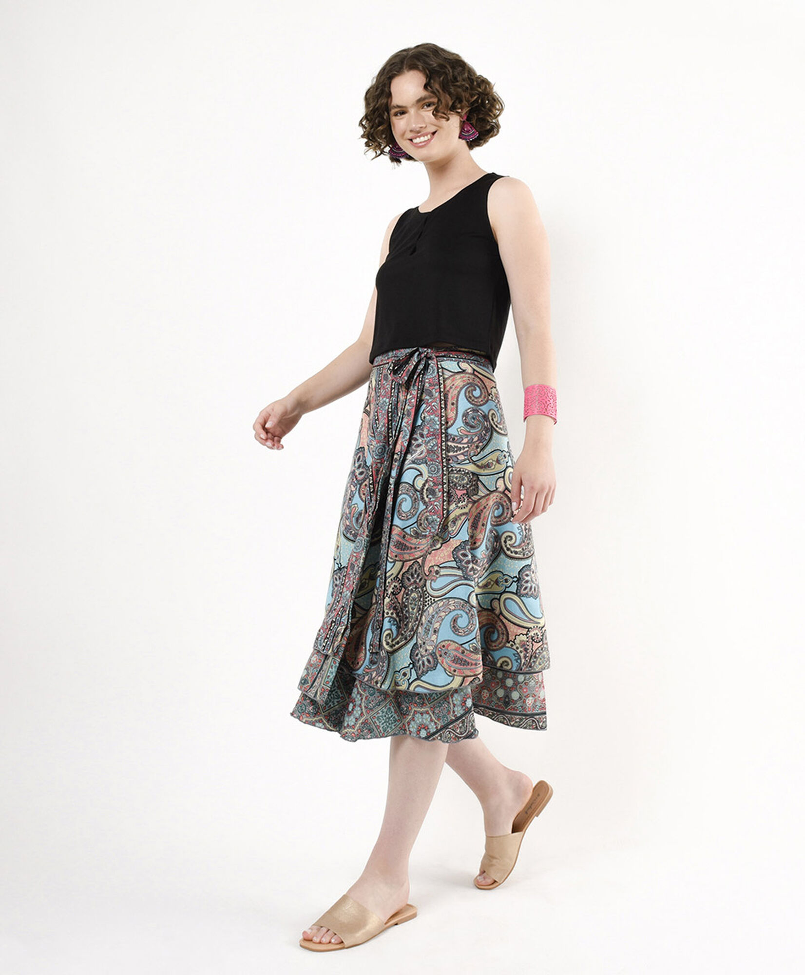 Falda mujer estilo pareo doble estampado Falda mujer estilo pareo doble estampado