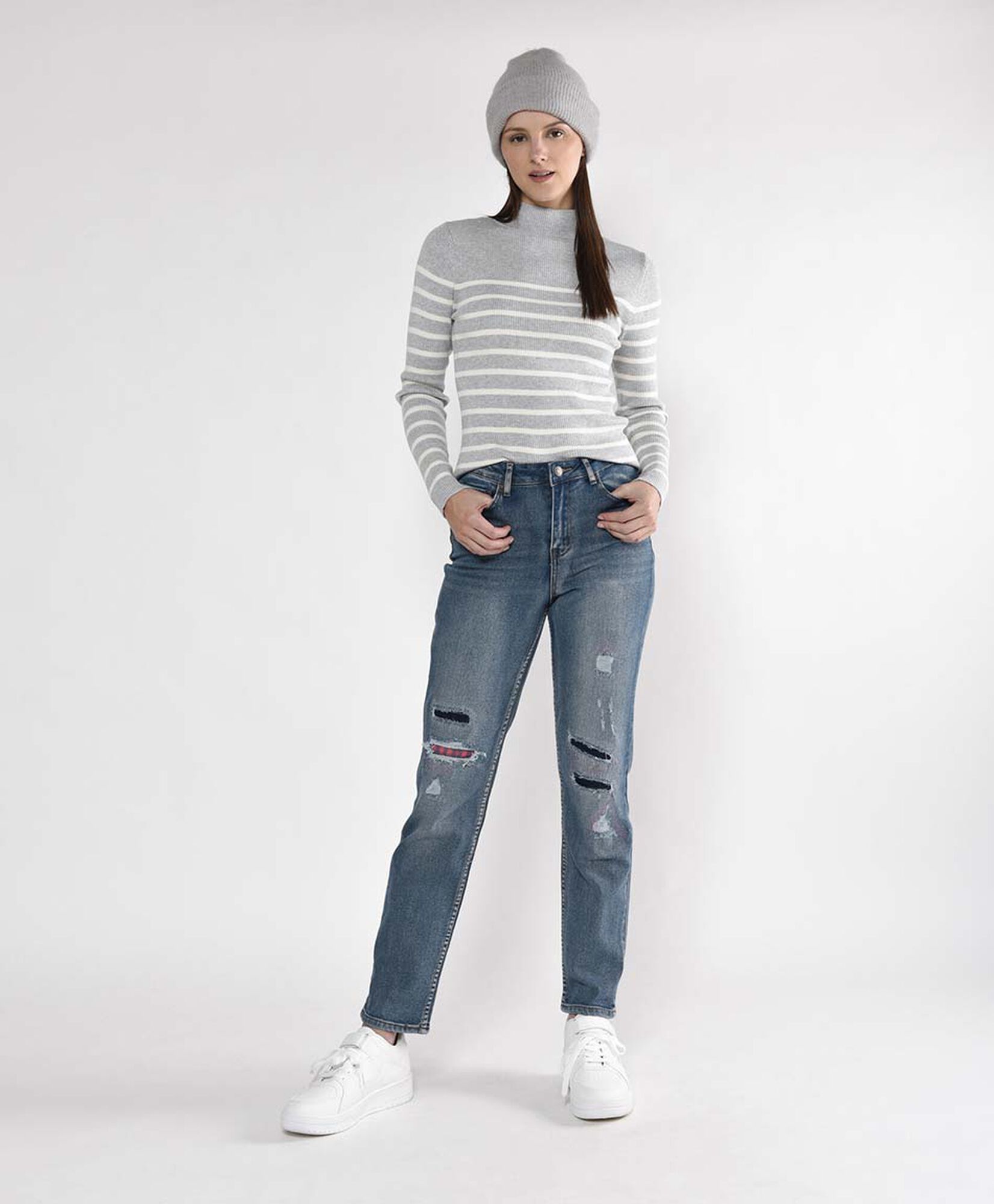 Jeans mujer destroy parche Jeans mujer destroy parche