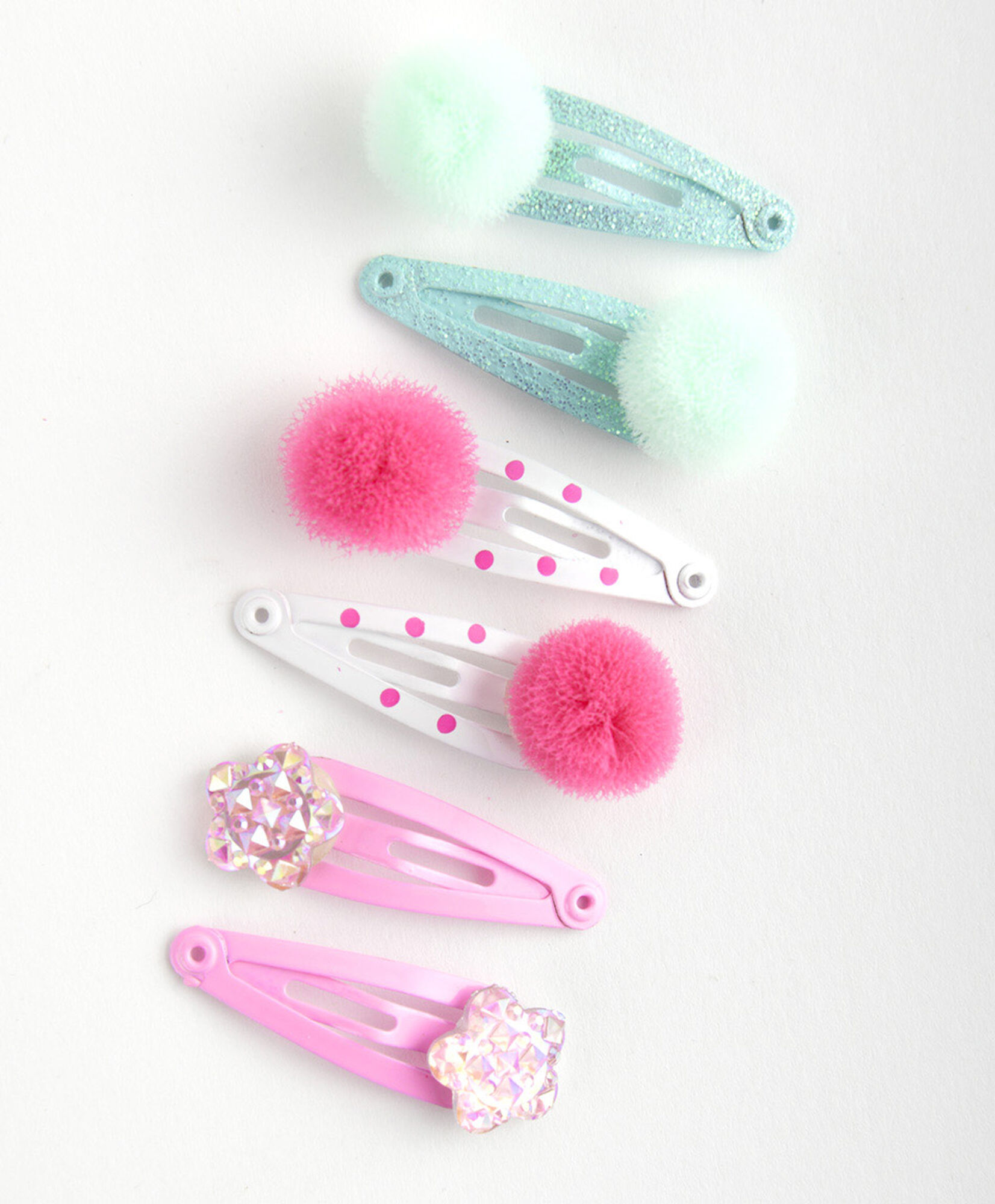 Set 6 pinches bebé pompones Set 6 pinches bebé pompones