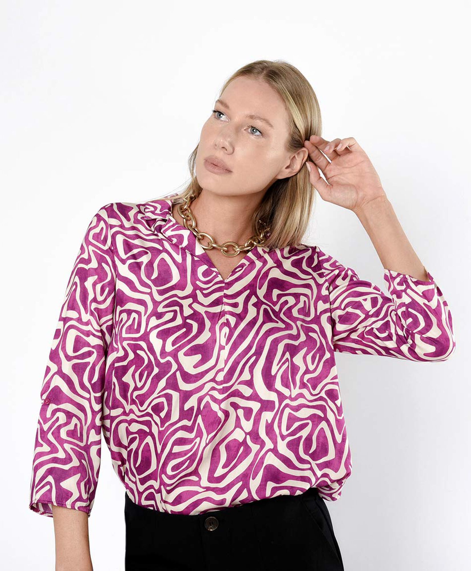 Blusa mujer print satinada Blusa mujer print satinada