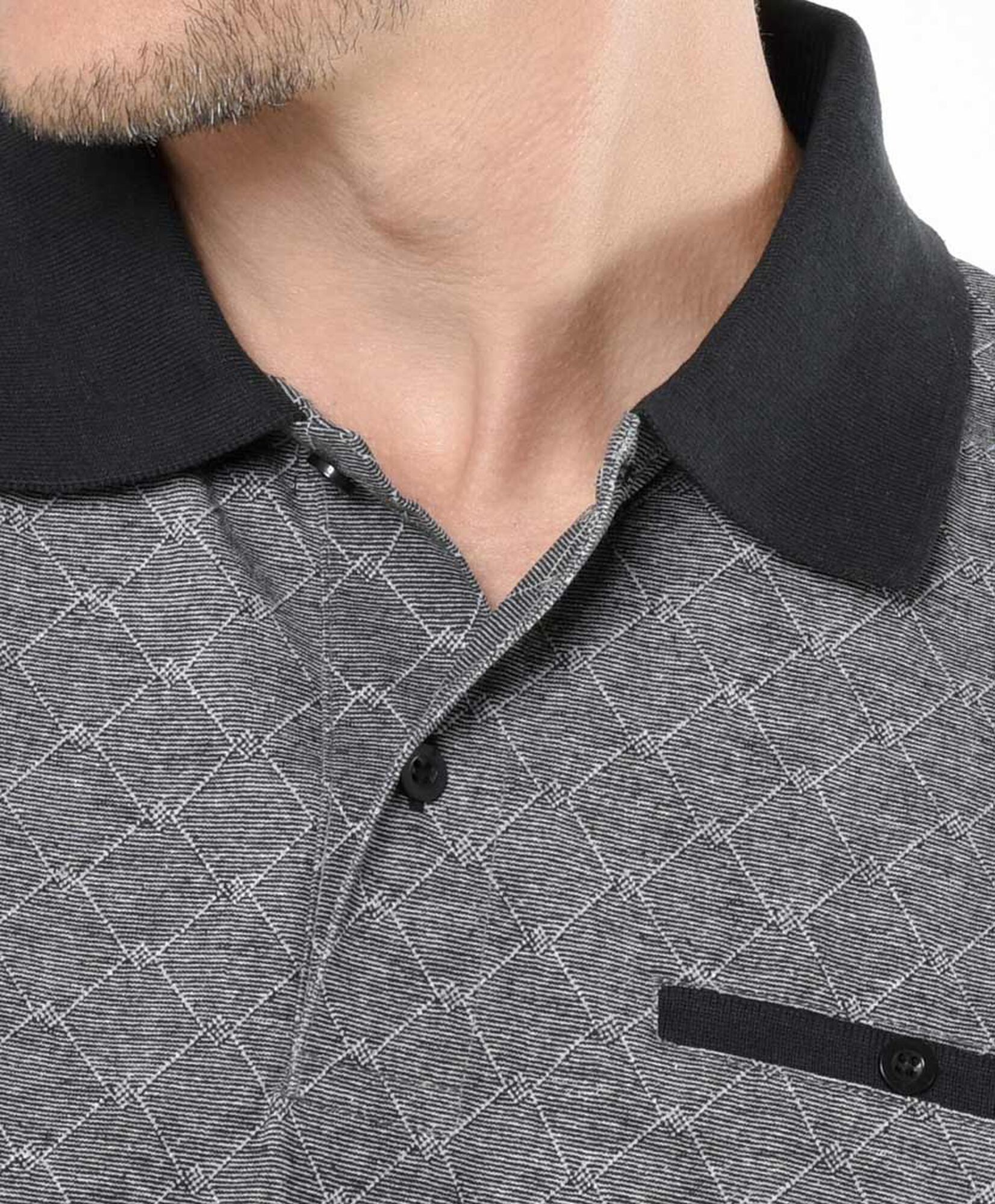 Polera hombre rombos cuello piqué Polera hombre rombos cuello piqué
