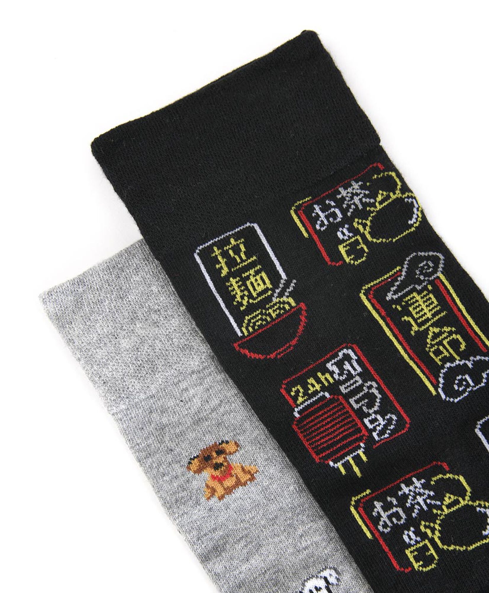 Pack 2 calcetines hombre diseño perritos y neón Pack 2 calcetines hombre diseño perritos y neón