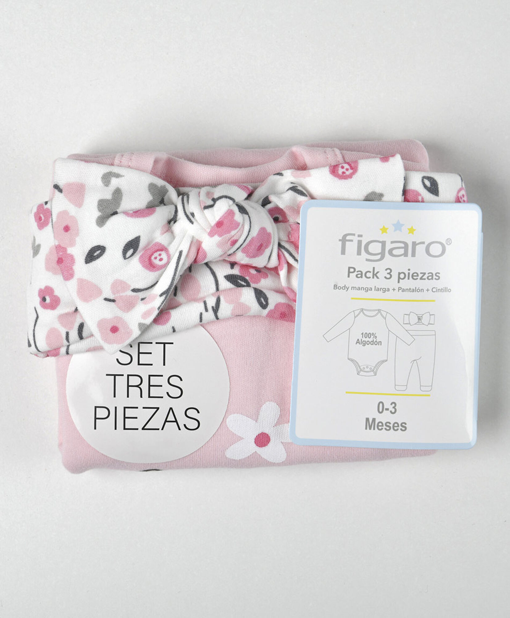 Pack 3 piezas bebé rosado Pack 3 piezas bebé rosado