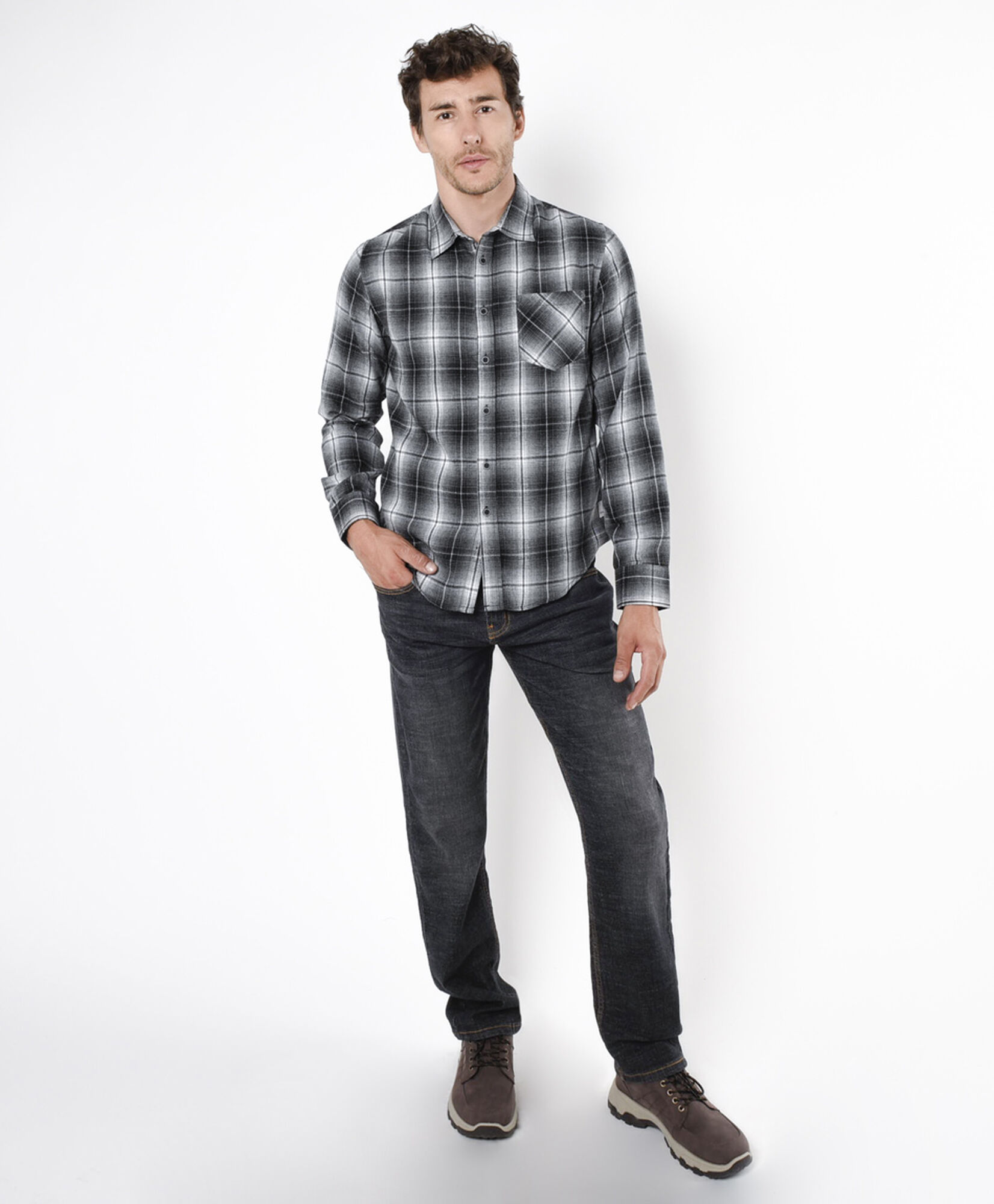 Camisa hombre franela negra Camisa hombre franela negra