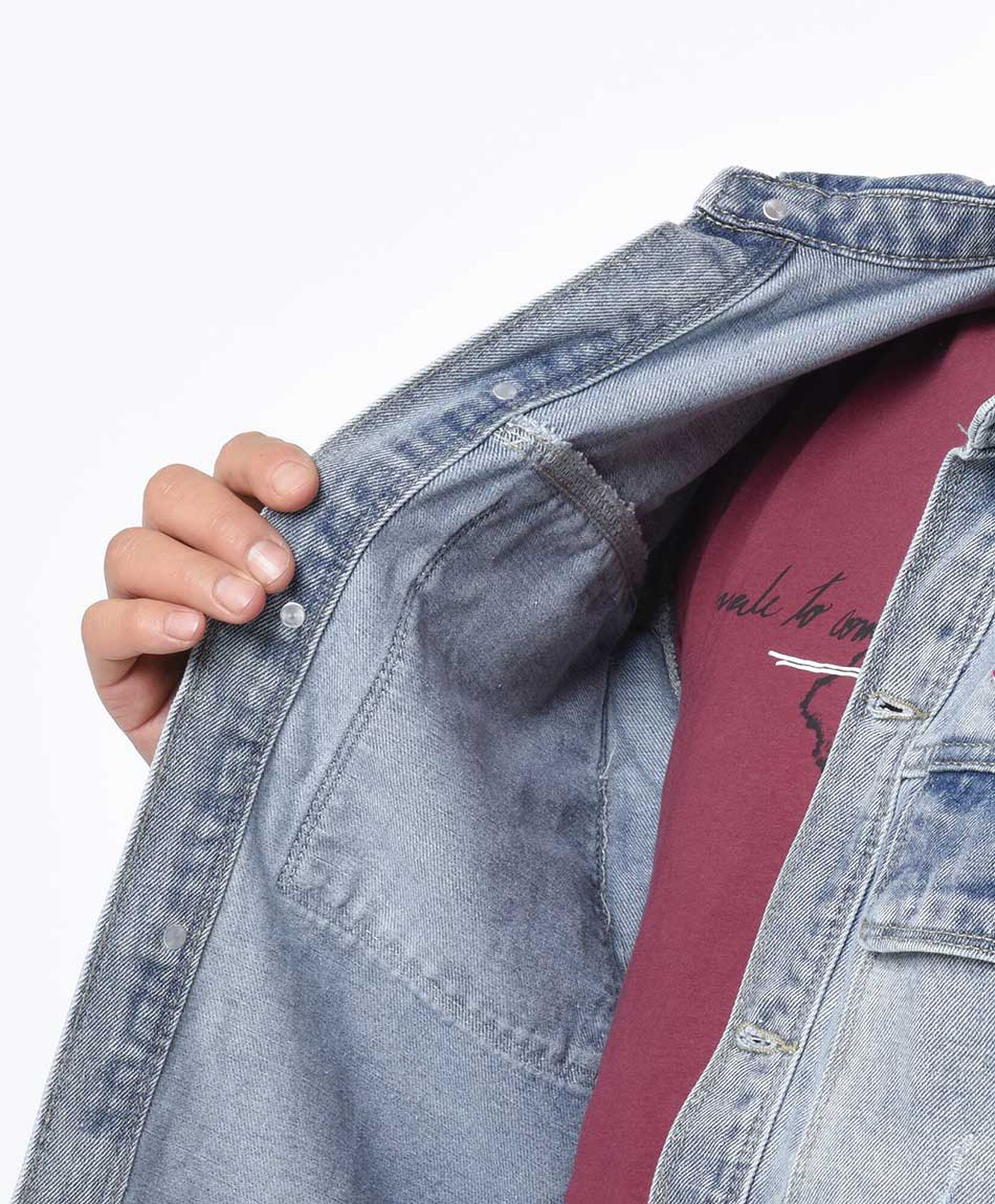 Chaqueta hombre denim doble estampado Chaqueta hombre denim doble estampado