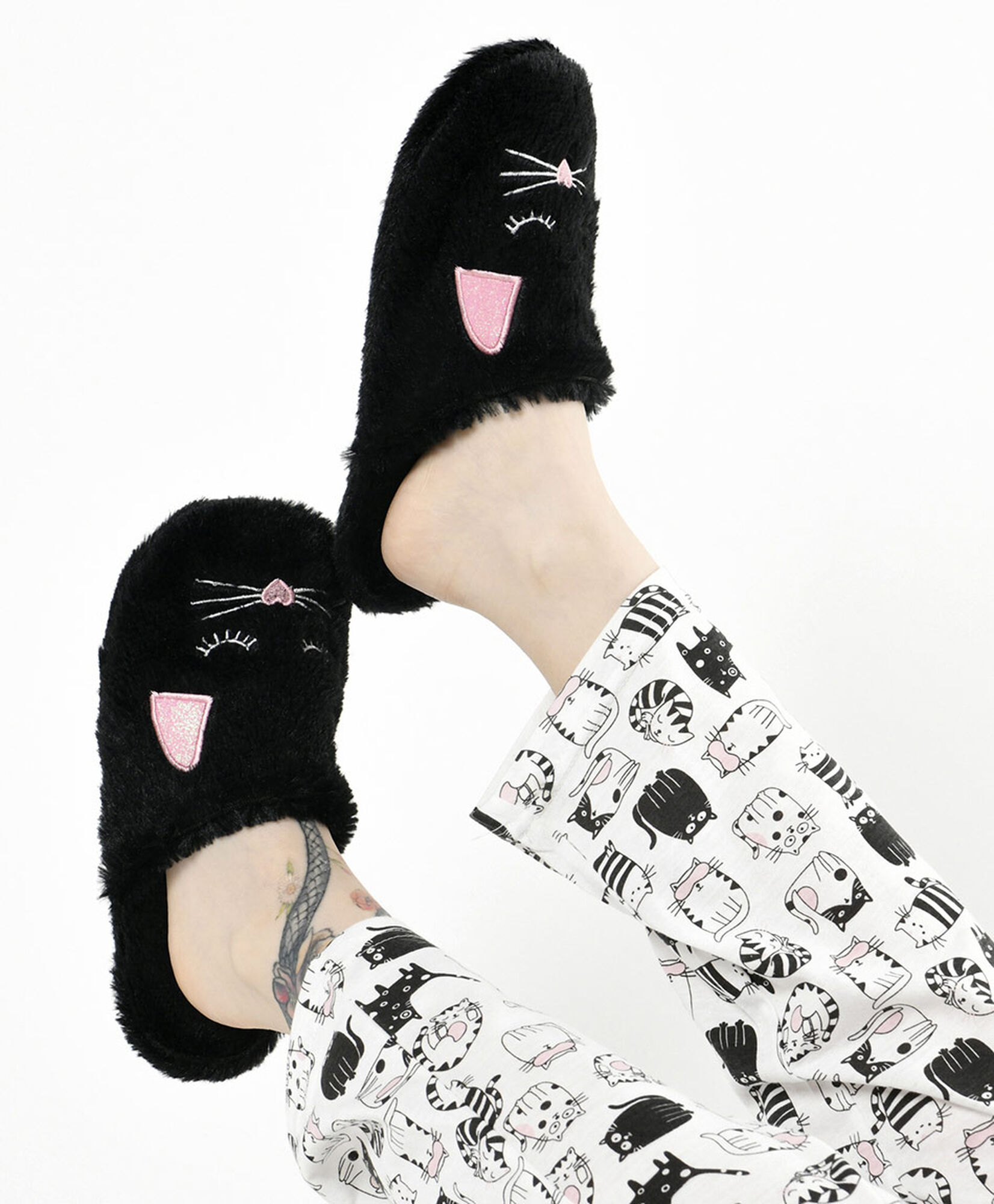 Pantufla mujer gatito pelitos Pantufla mujer gatito pelitos