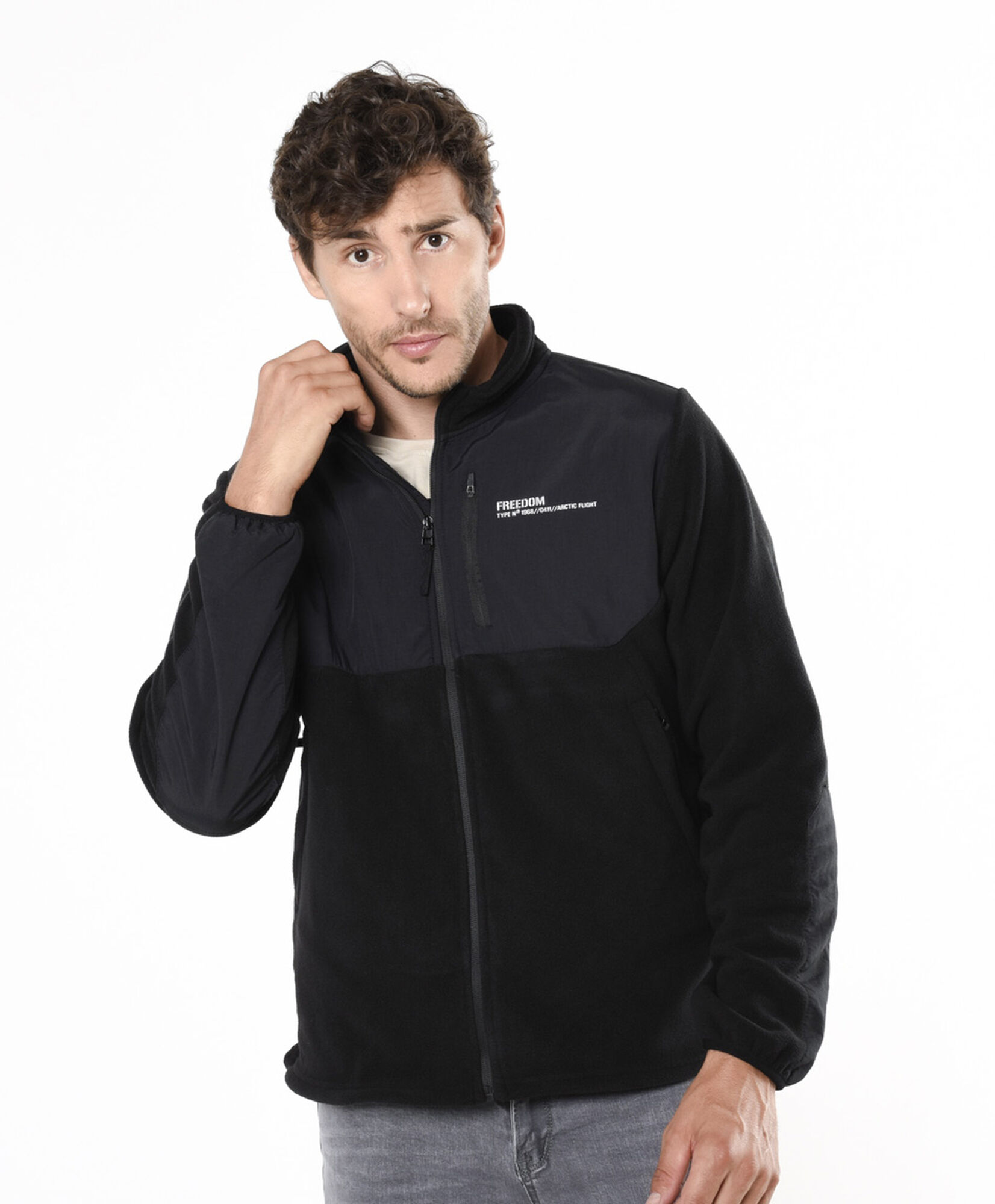 Chaqueta hombre polar mix tejido Chaqueta hombre polar mix tejido