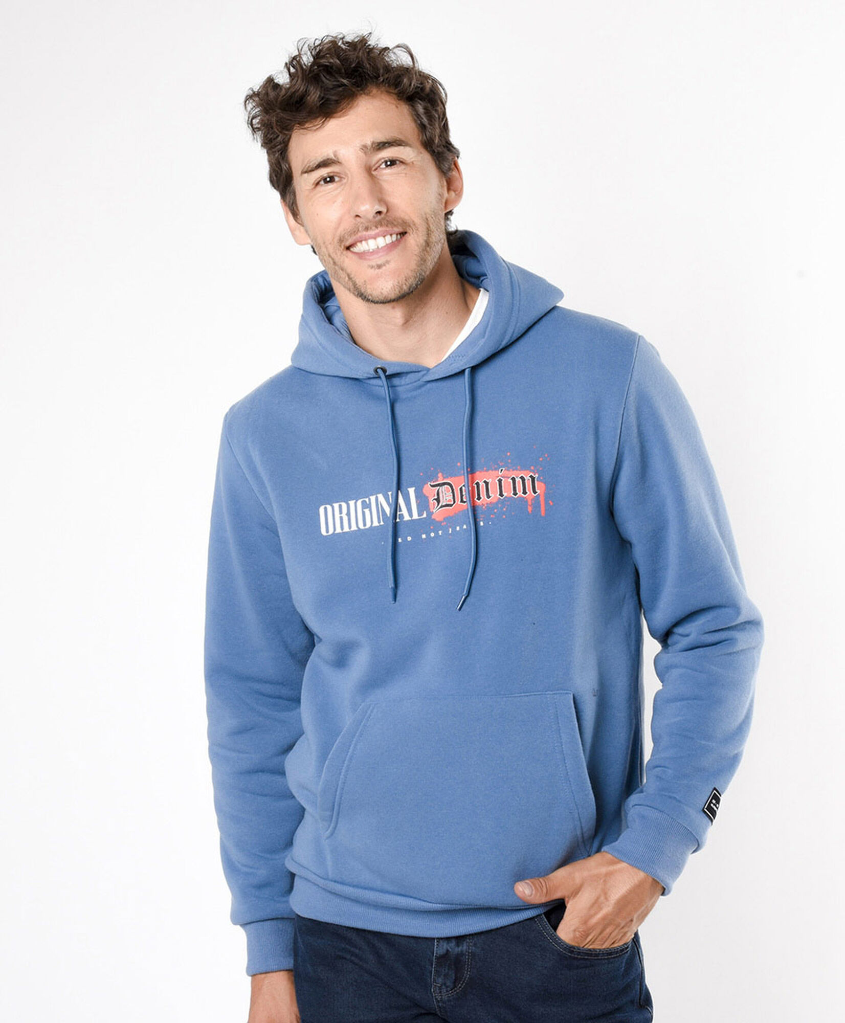 Polerón hombre frase denim Polerón hombre frase denim