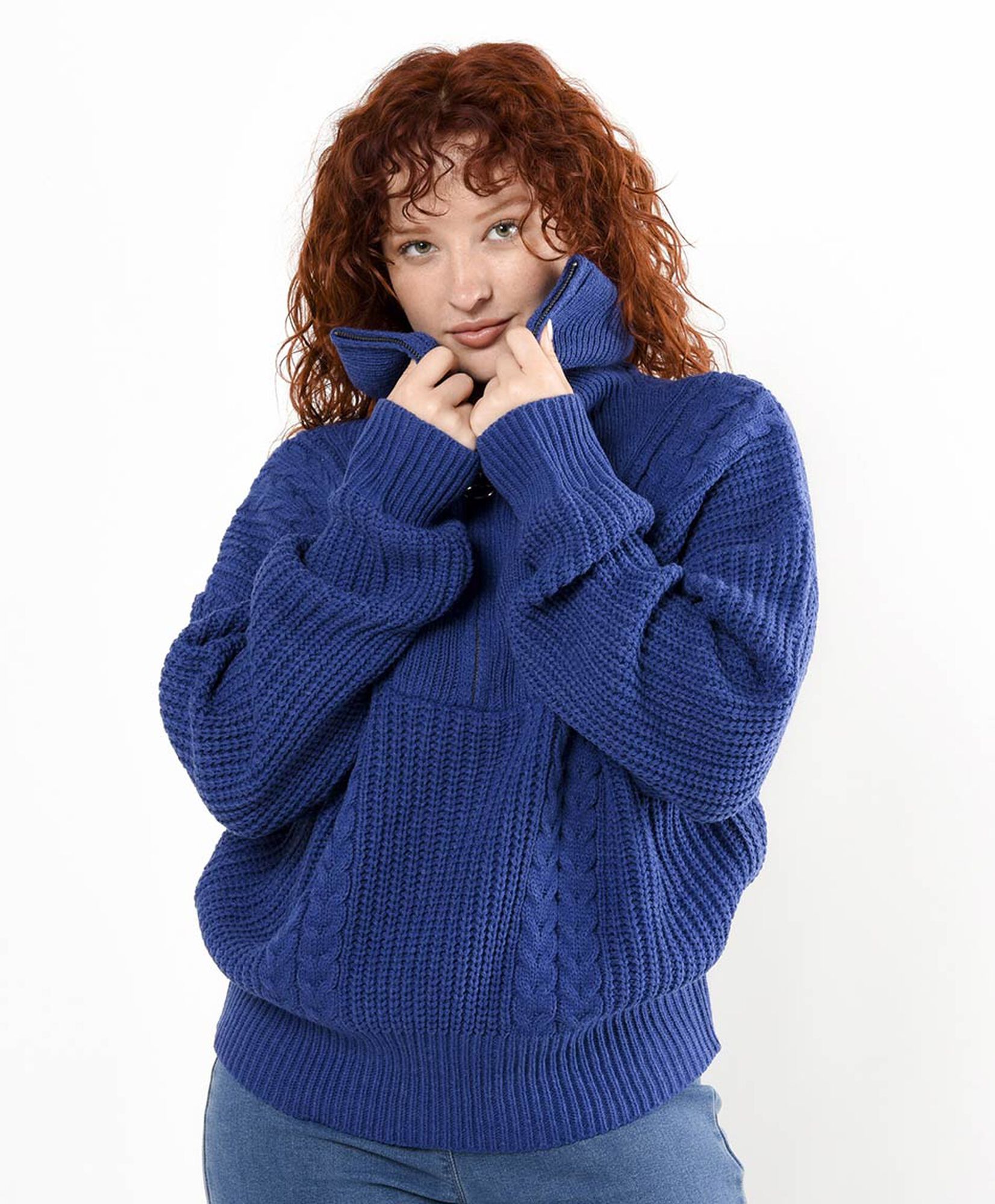 Sweater mujer trenzado cuello alto Sweater mujer trenzado cuello alto