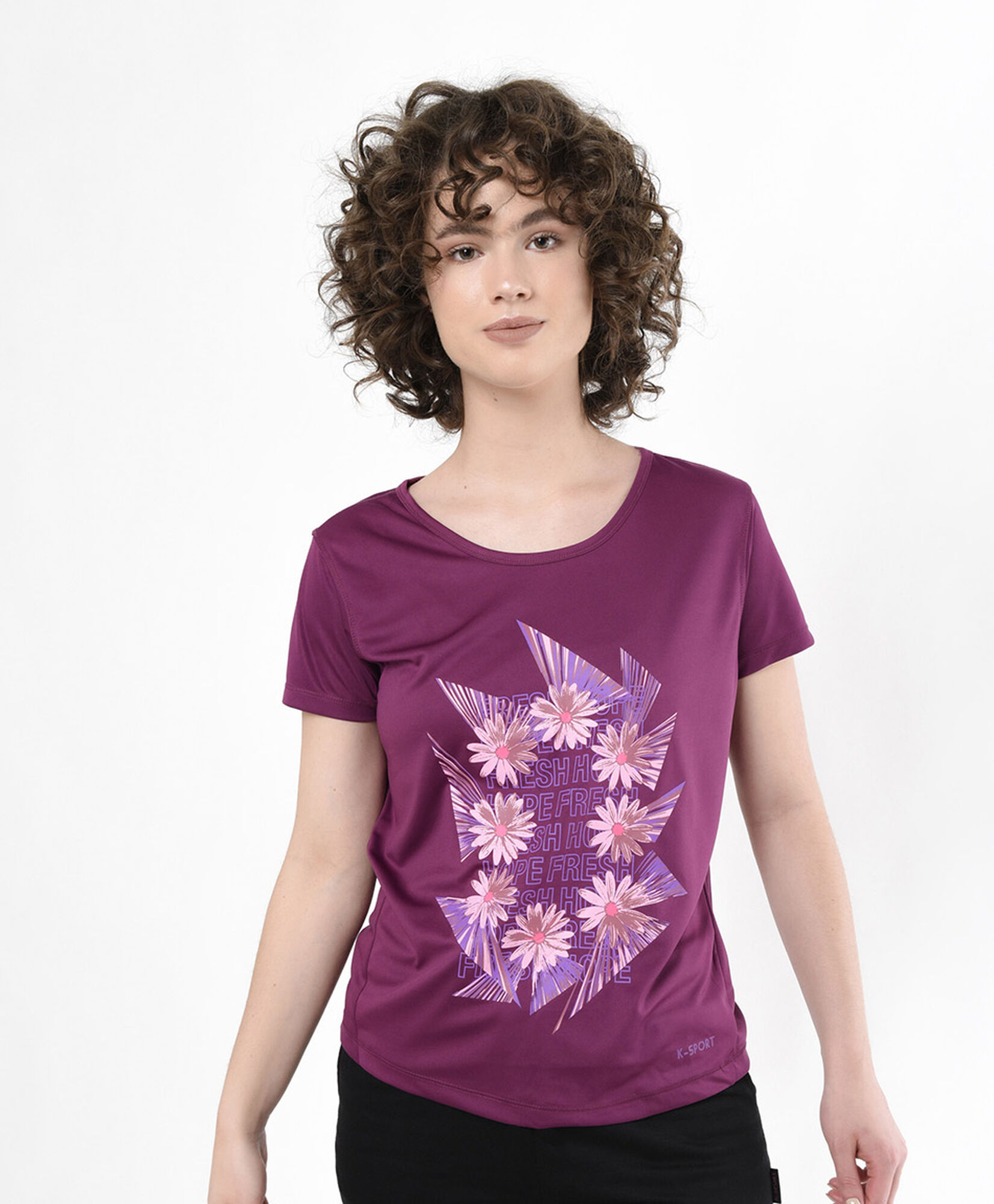 Polera deportiva mujer floral mesh crop Polera deportiva mujer floral mesh crop