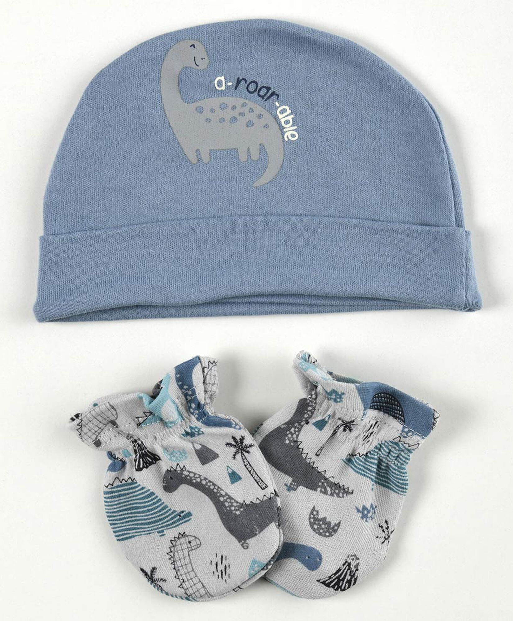 Pack gorro y mitones bebé dinosaurios Pack gorro y mitones bebé dinosaurios