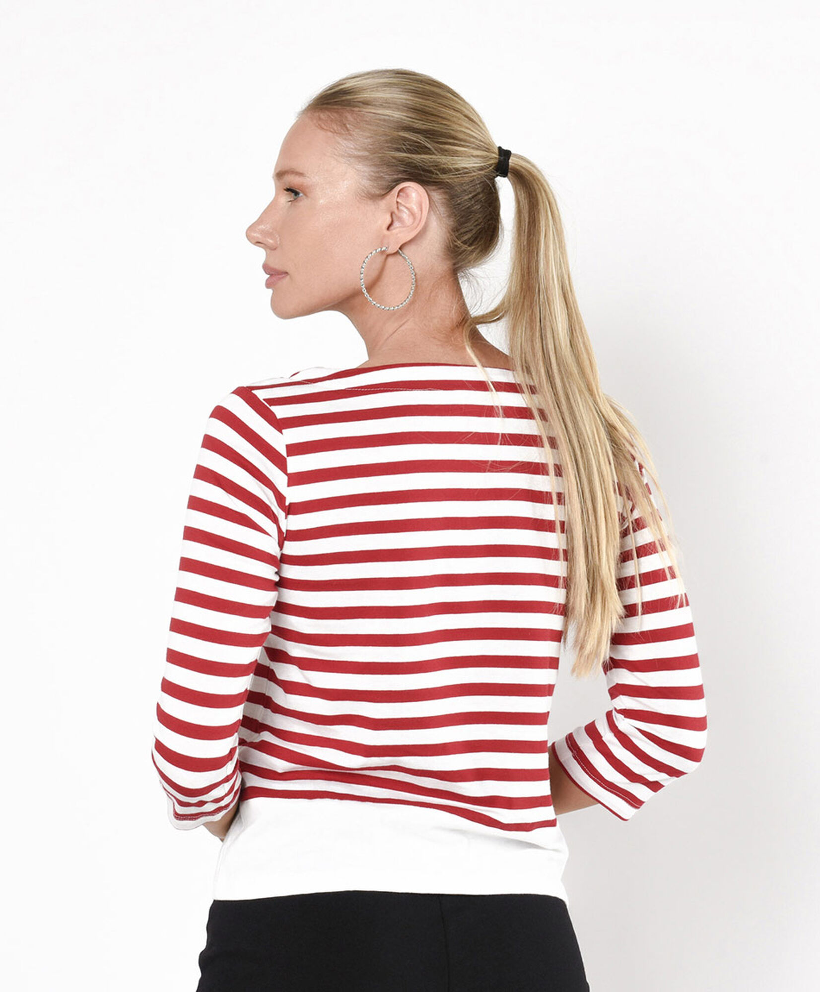 Polera mujer rayas pretina blanca Polera mujer rayas pretina blanca