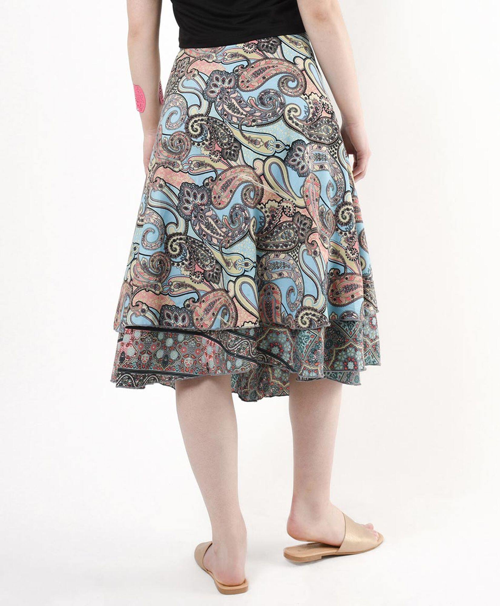 Falda mujer estilo pareo doble estampado Falda mujer estilo pareo doble estampado