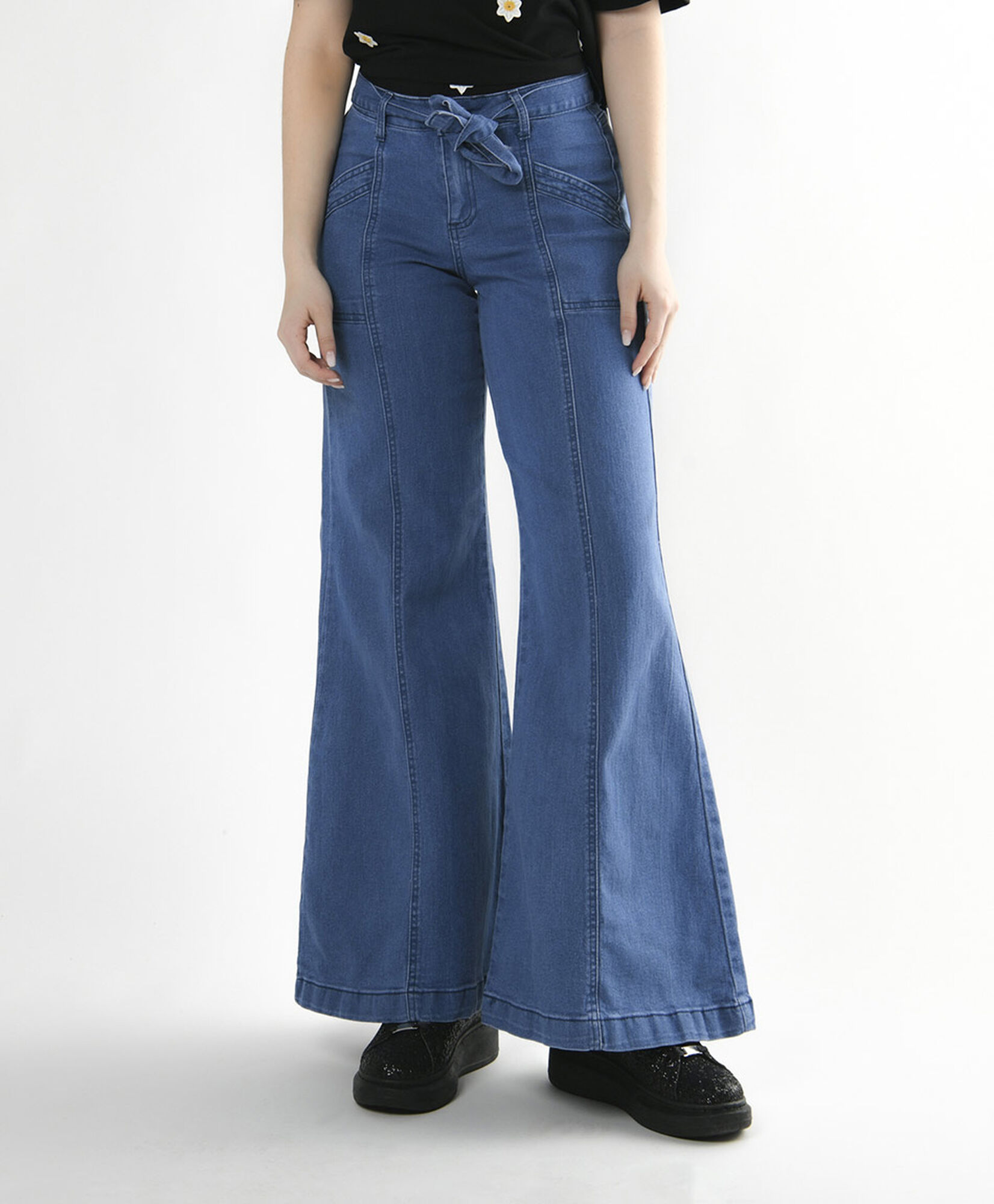 Jeans mujer costuras verticales wide Jeans mujer costuras verticales wide