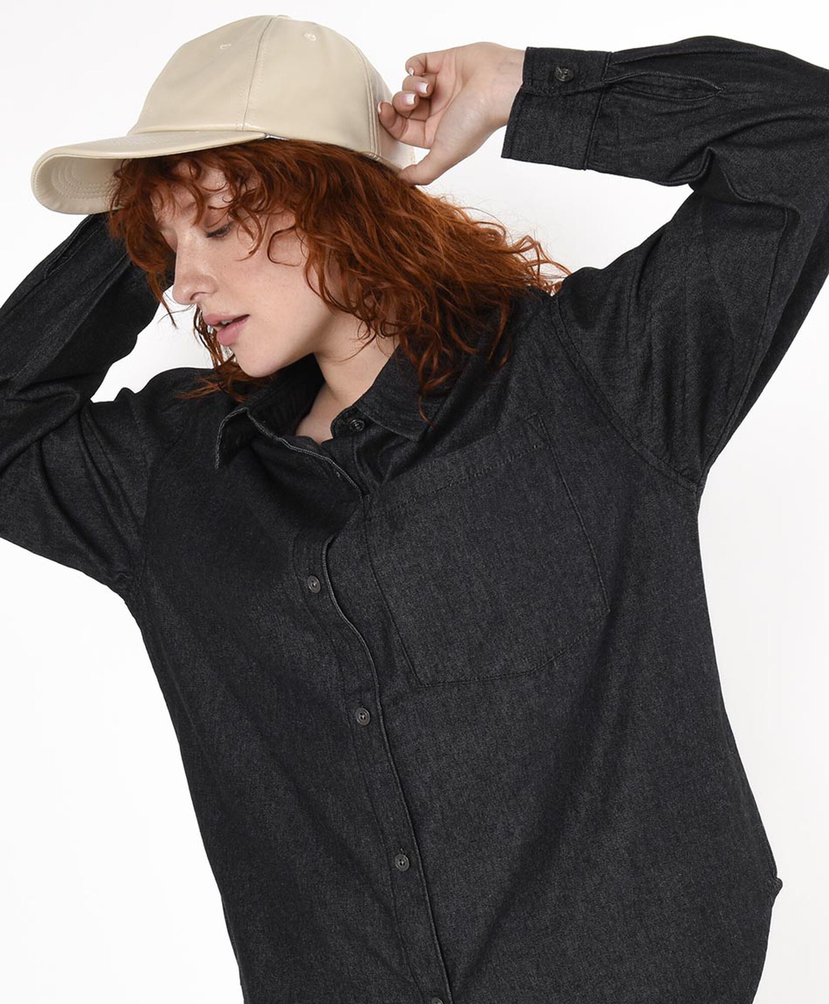 Blusa mujer denim negra oversize Blusa mujer denim negra oversize