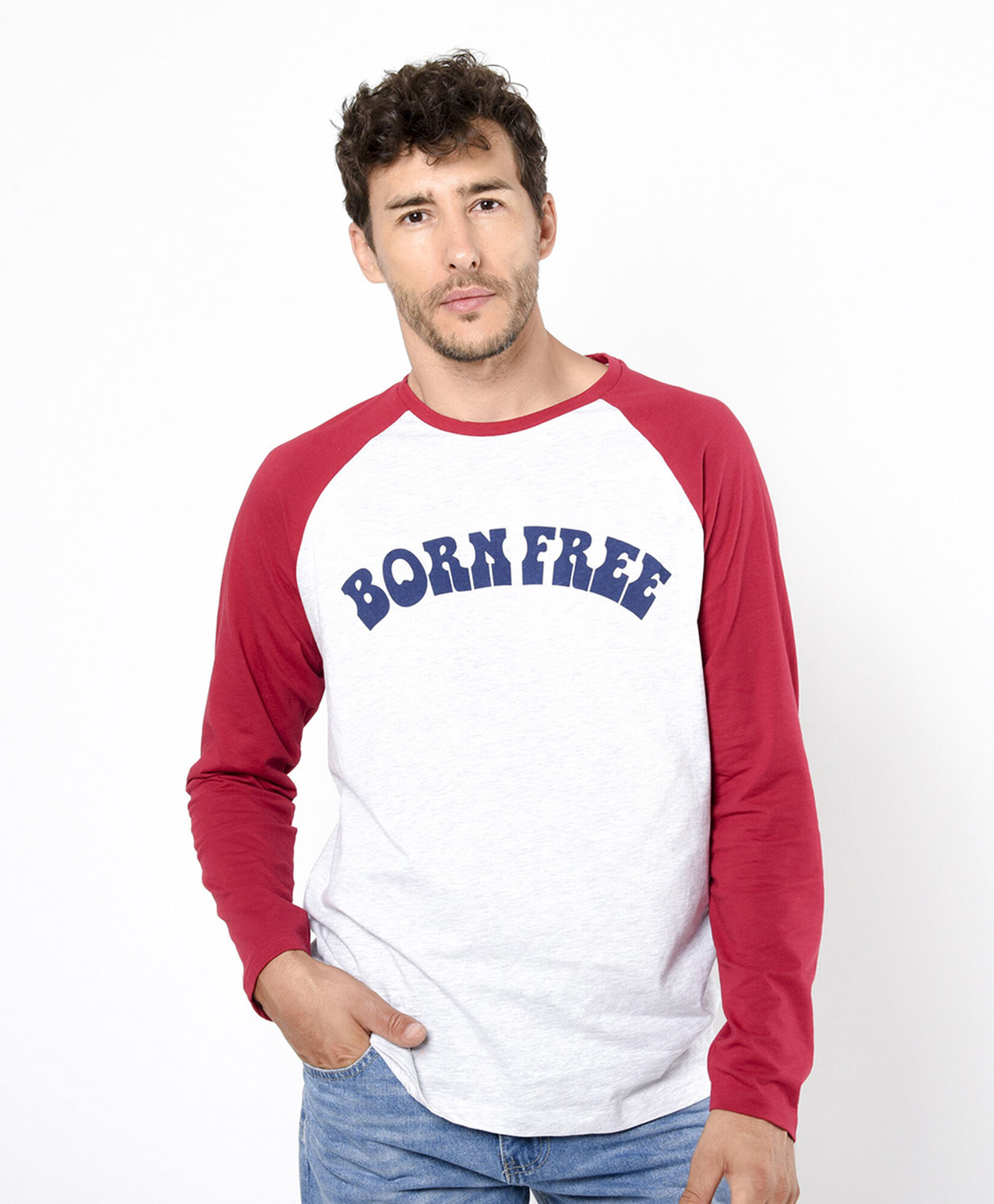 Polera hombre frase bicolor Polera hombre frase bicolor