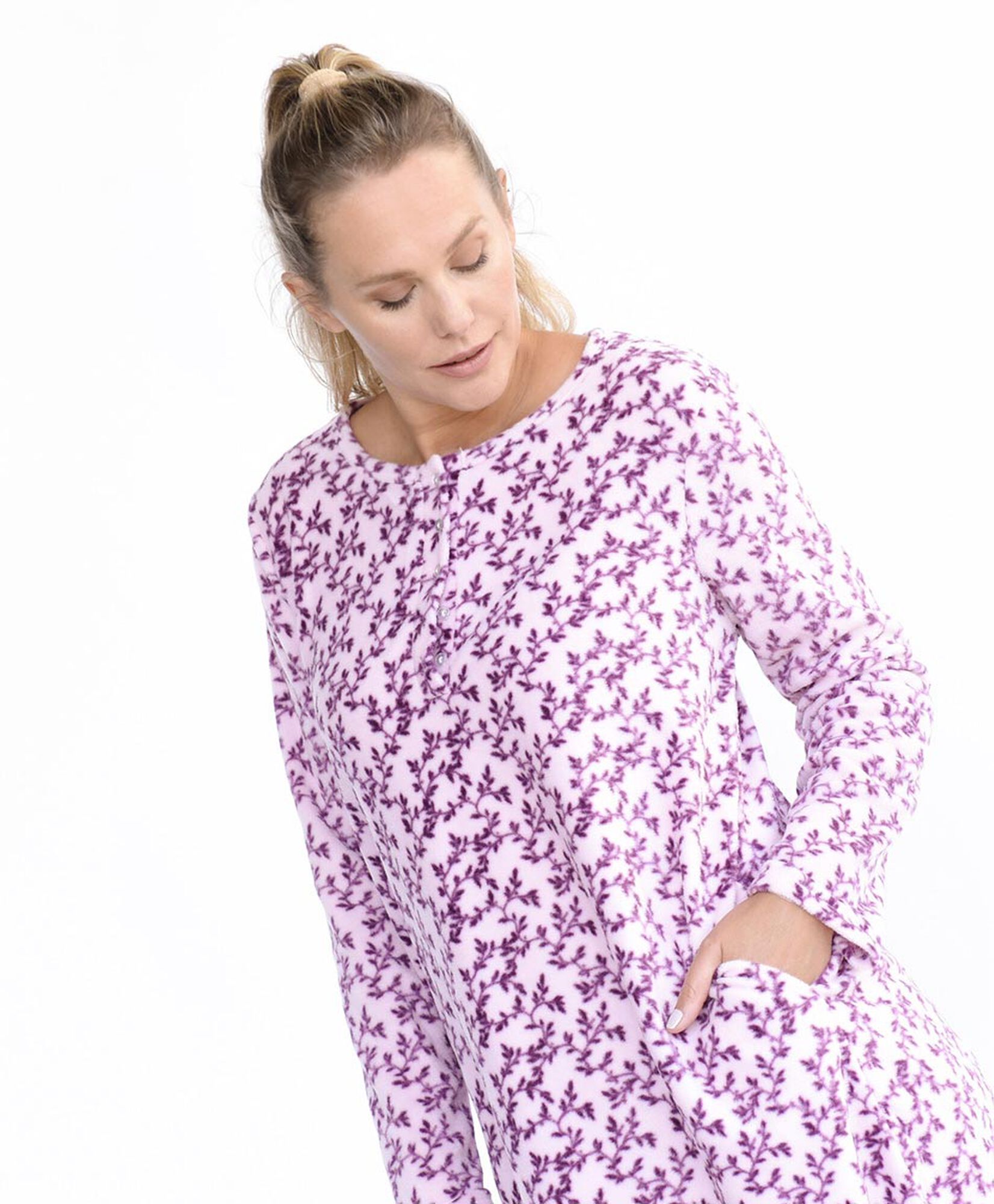 Camisa de dormir mujer polar ramitas Camisa de dormir mujer polar ramitas
