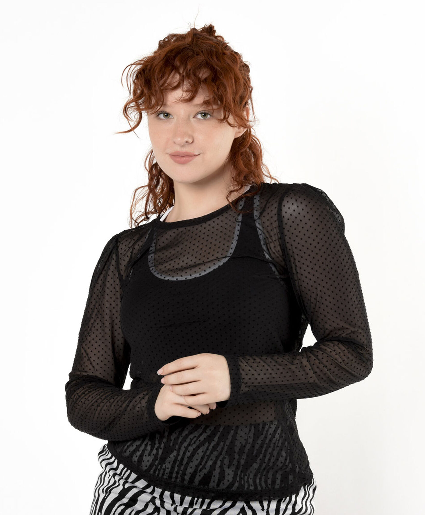 Polera mujer transparencia puntos Polera mujer transparencia puntos