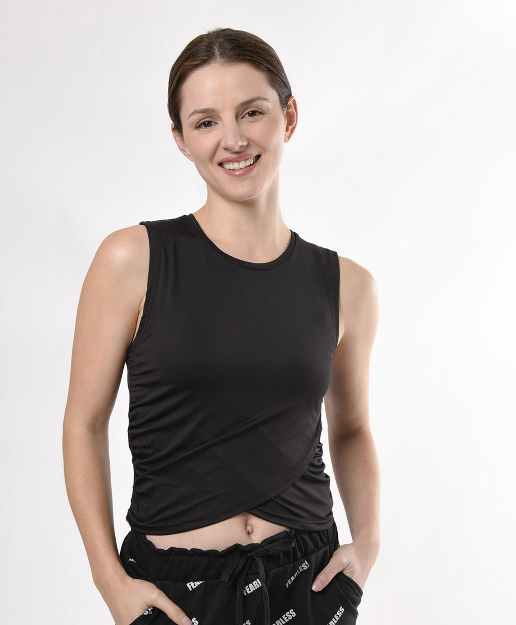 Polera deportiva mujer cruzada ajustada Polera deportiva mujer cruzada ajustada