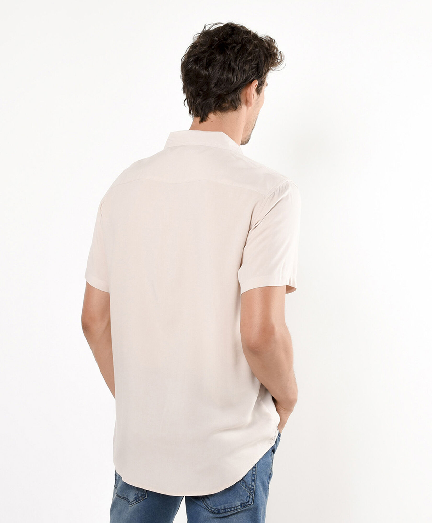 Camisa hombre beige lisa Camisa hombre beige lisa