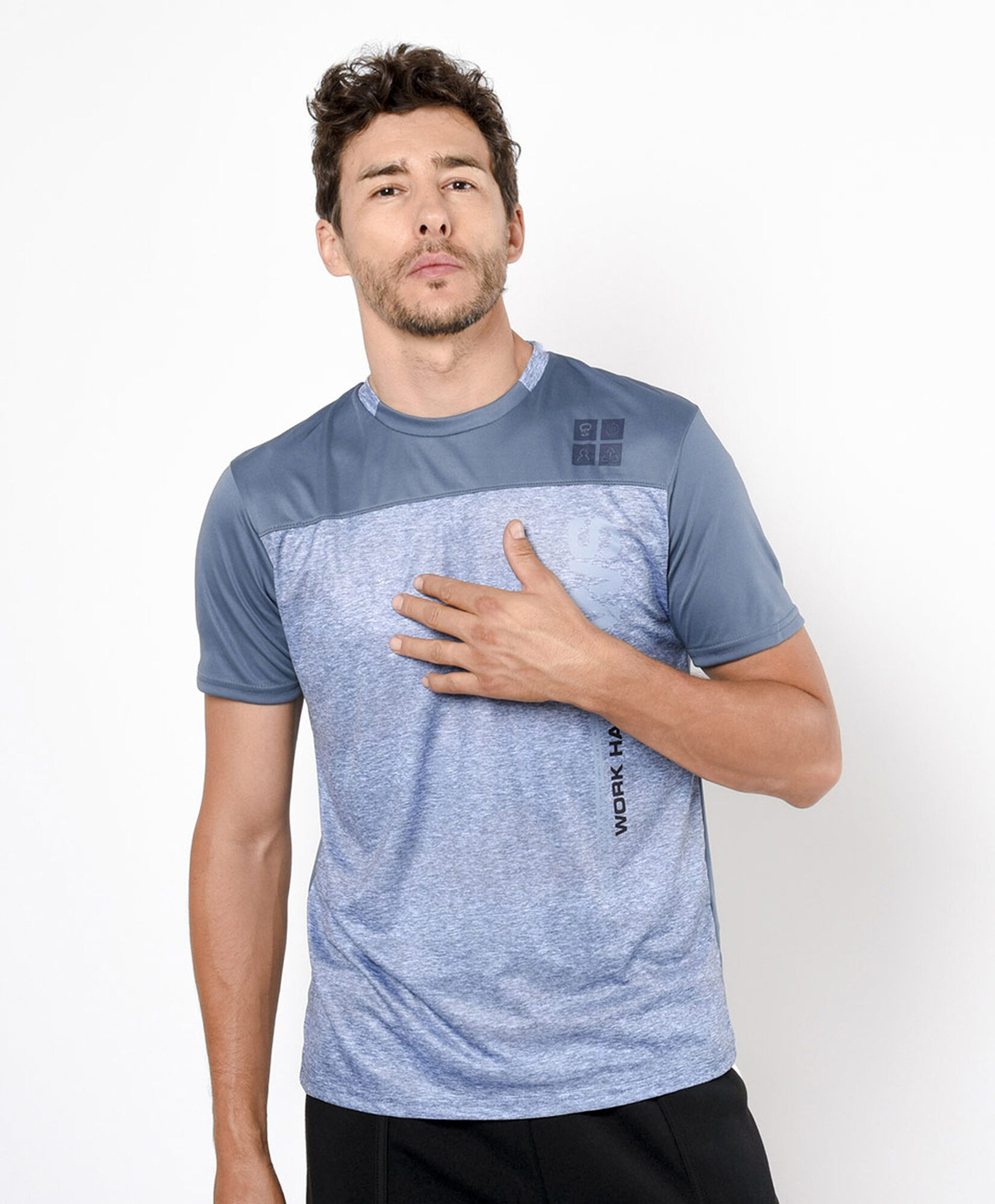 Polera deportiva hombre bicolor azul Polera deportiva hombre bicolor azul