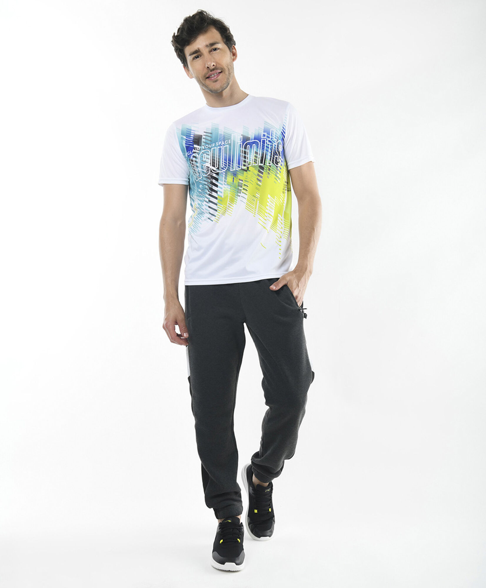 Pantalón de buzo hombre jaspeado franjas slim fit Pantalón de buzo hombre jaspeado franjas slim fit