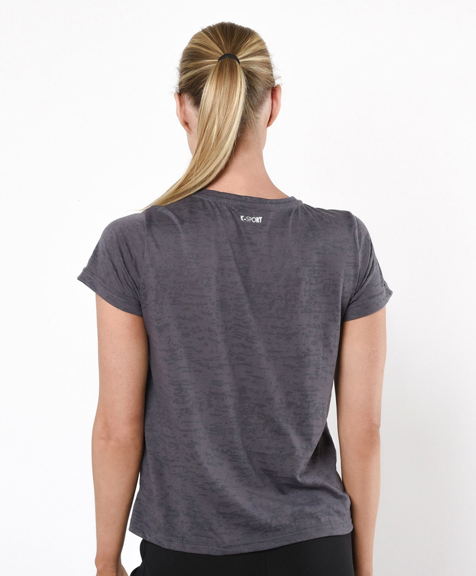 Polera deportiva mujer estampada jaspeada Polera deportiva mujer estampada jaspeada