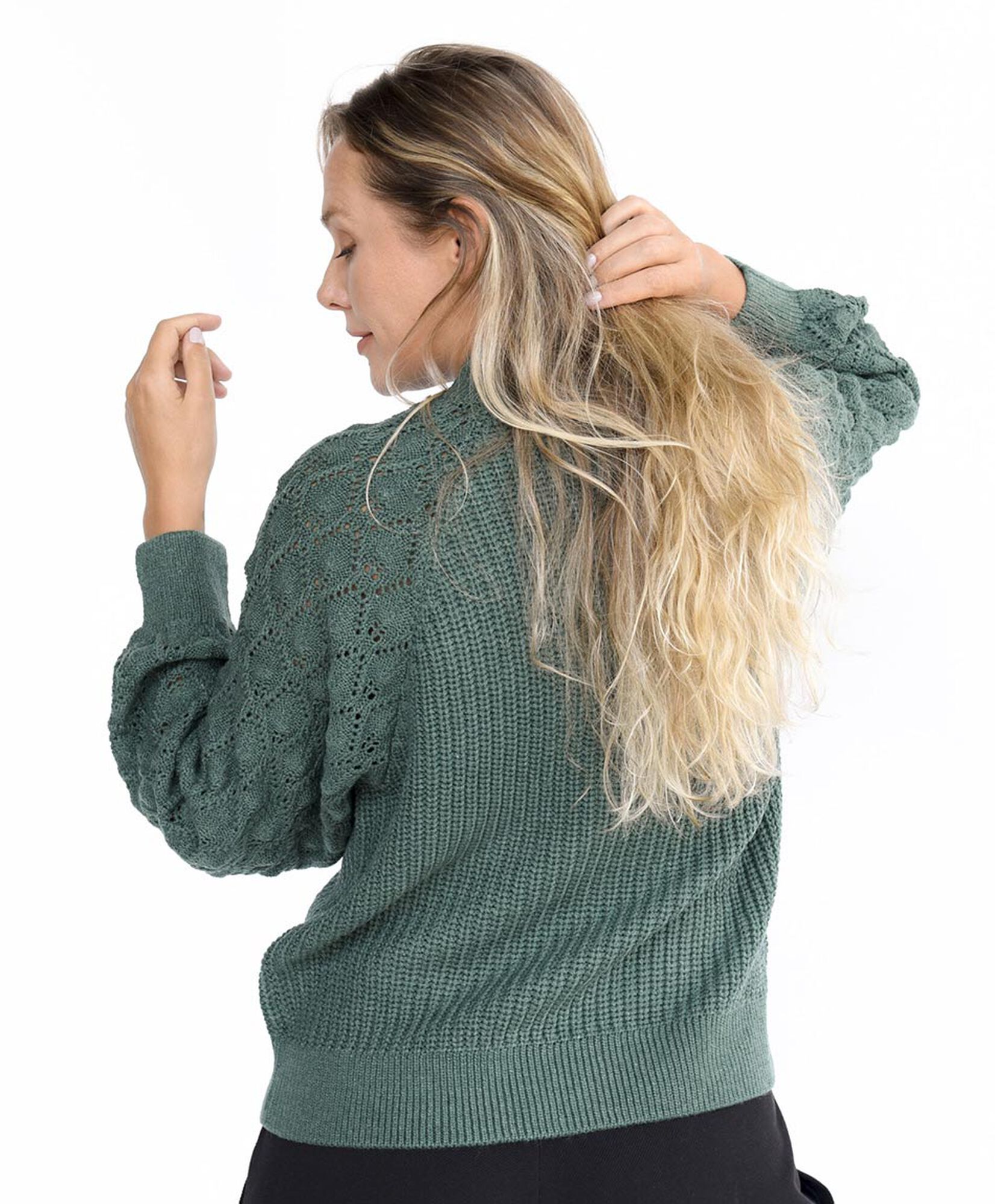 Sweater mujer manga globo calada Sweater mujer manga globo calada