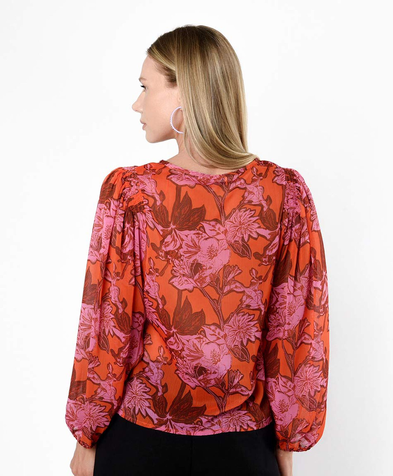 Blusa mujer floreada manga globo Blusa mujer floreada manga globo