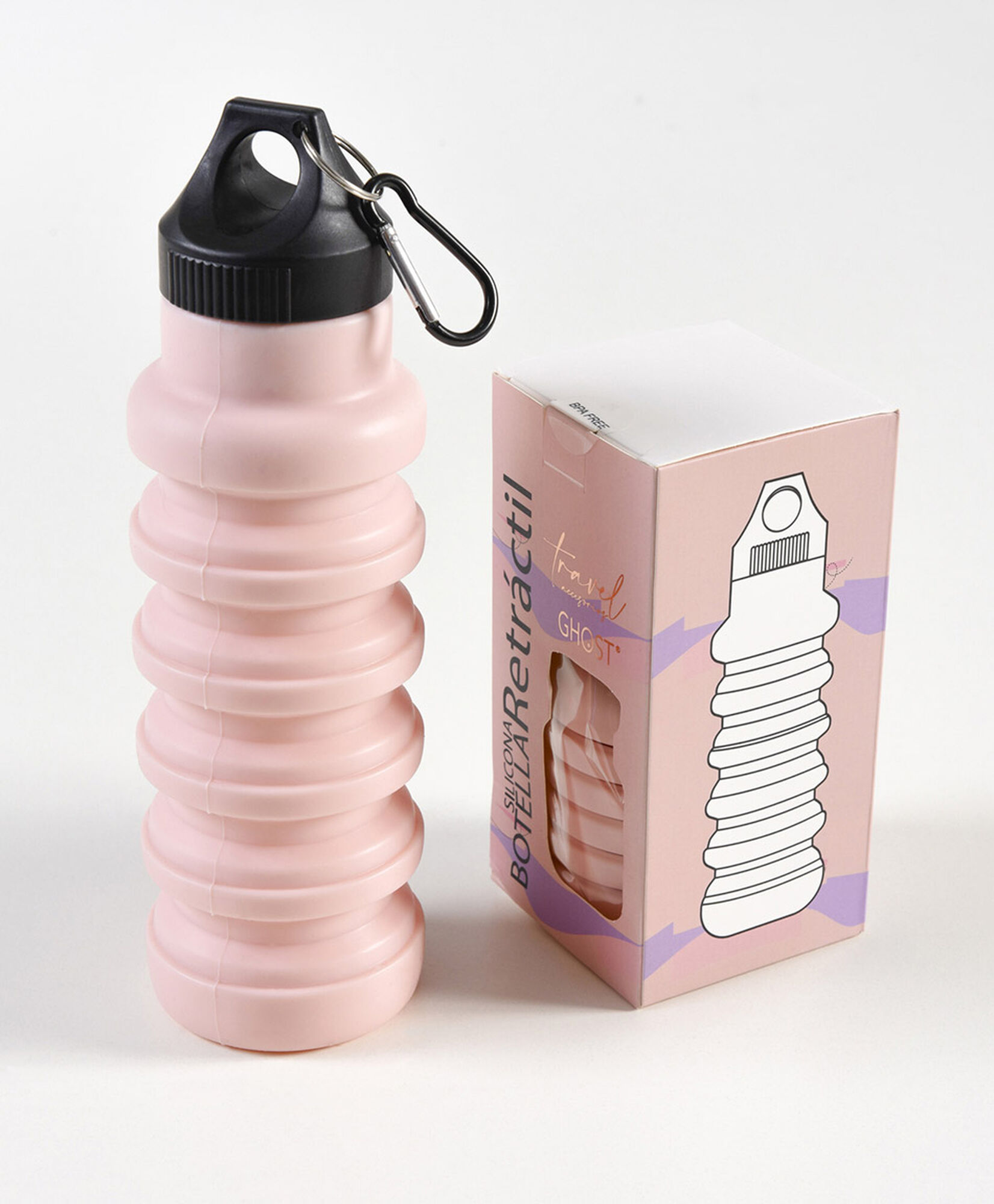 Botella mujer plegable rosada Botella mujer plegable rosada